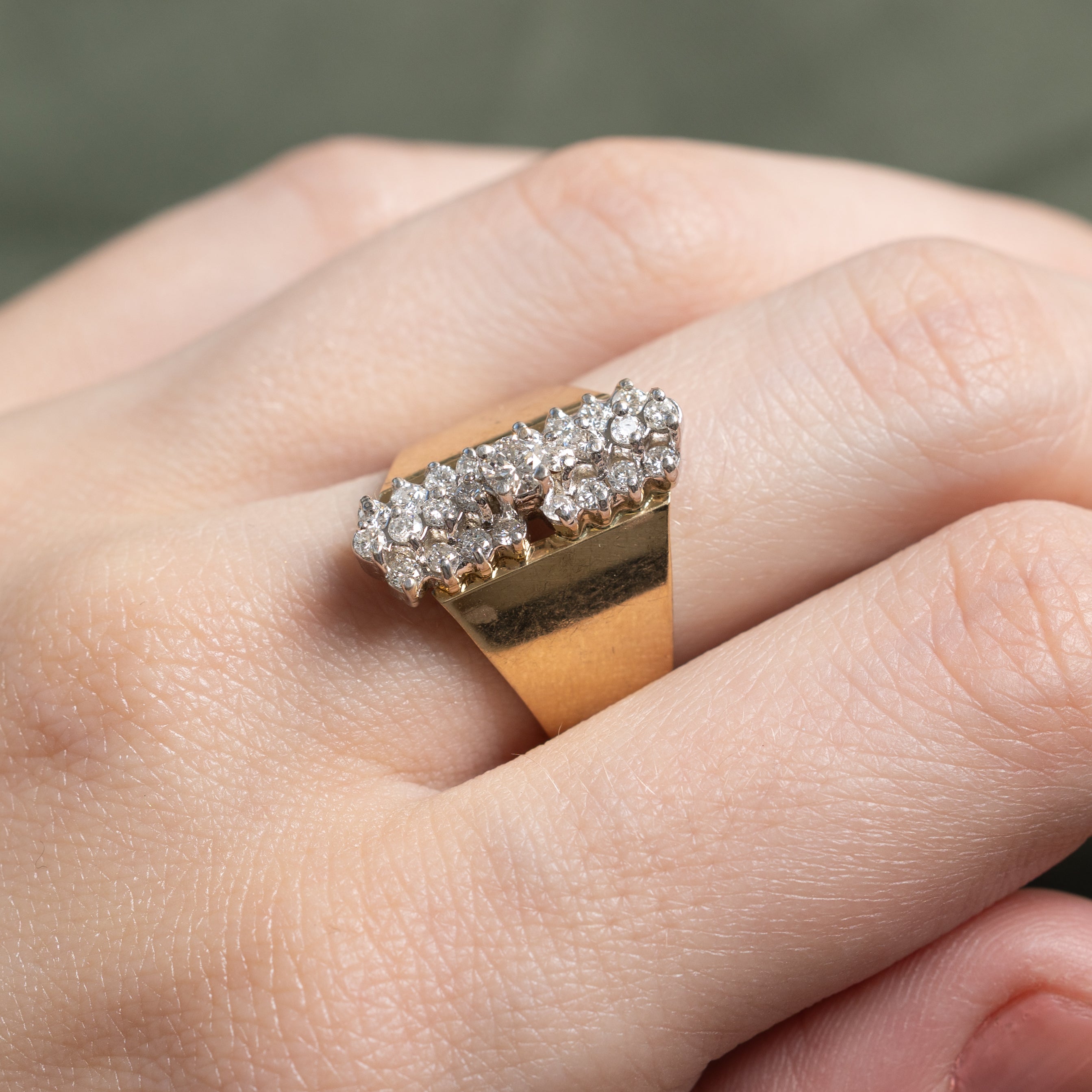 Yellow Gold Diamond Column Cluster Ring | 0.61ctw | SZ 6.75