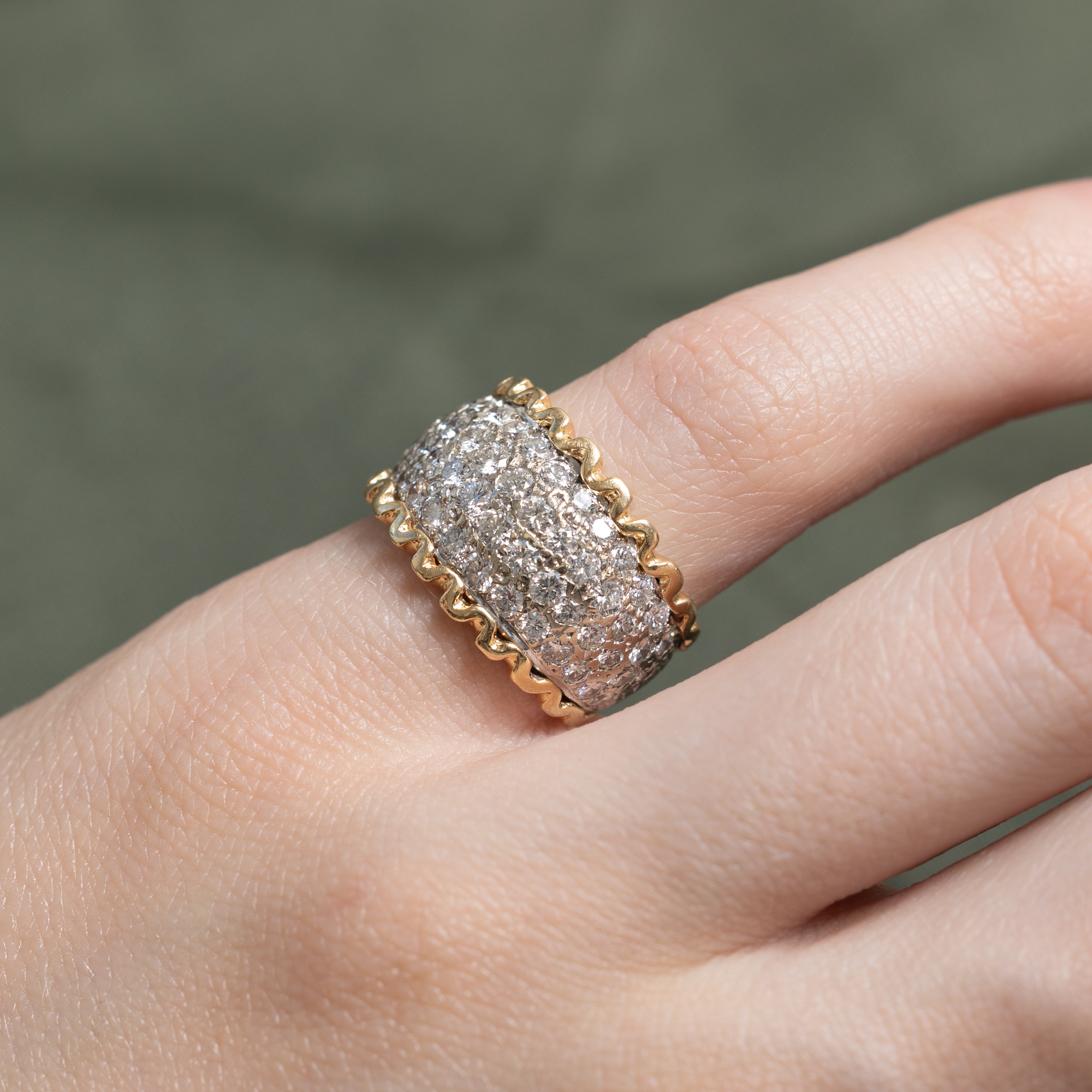 Pave Set Diamond Scolloped Dome Ring | 1.70ctw | SZ 3.75