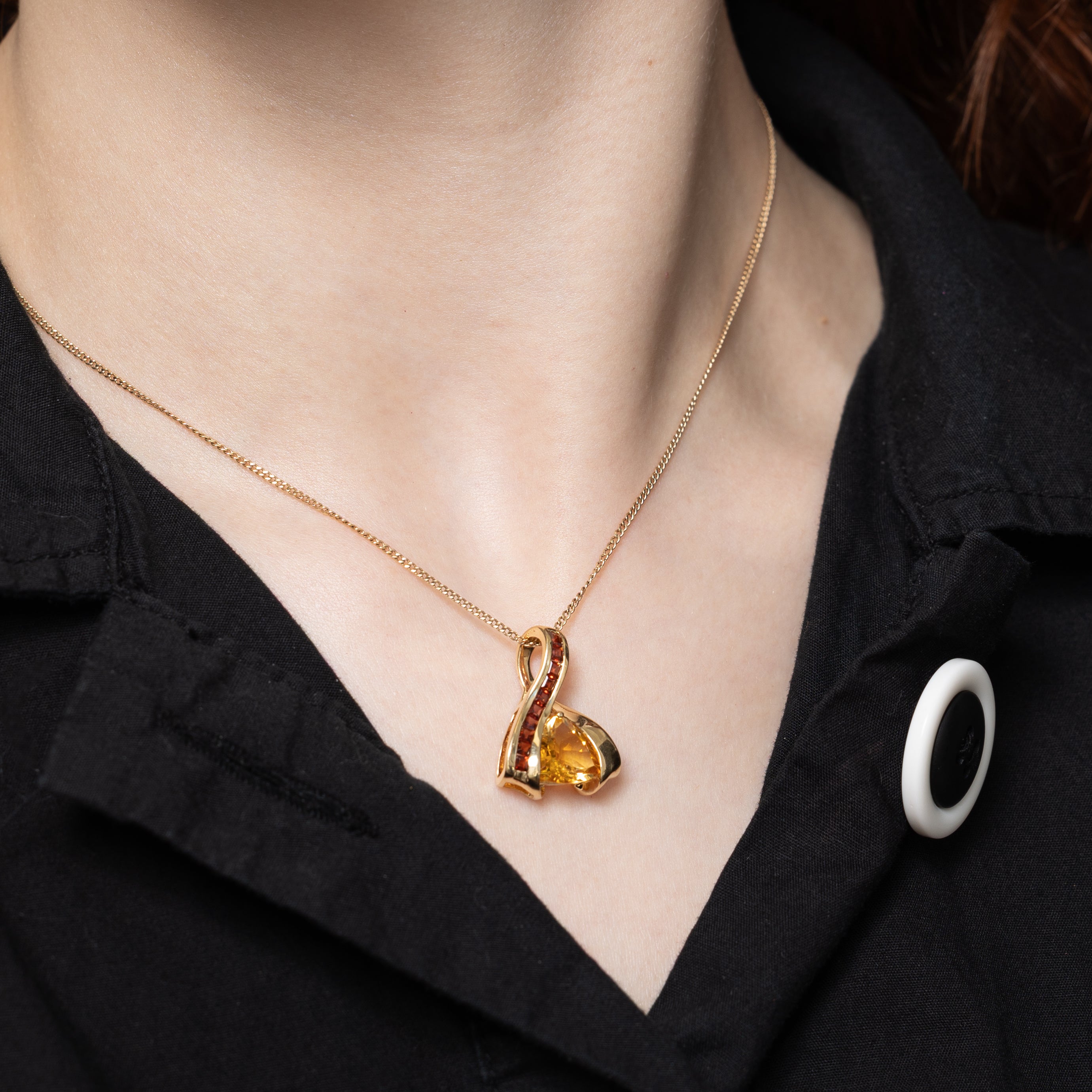 Trillion Cut Citrine & Garnet Waterfall Pendant | 2.17ct, 0.37ctw