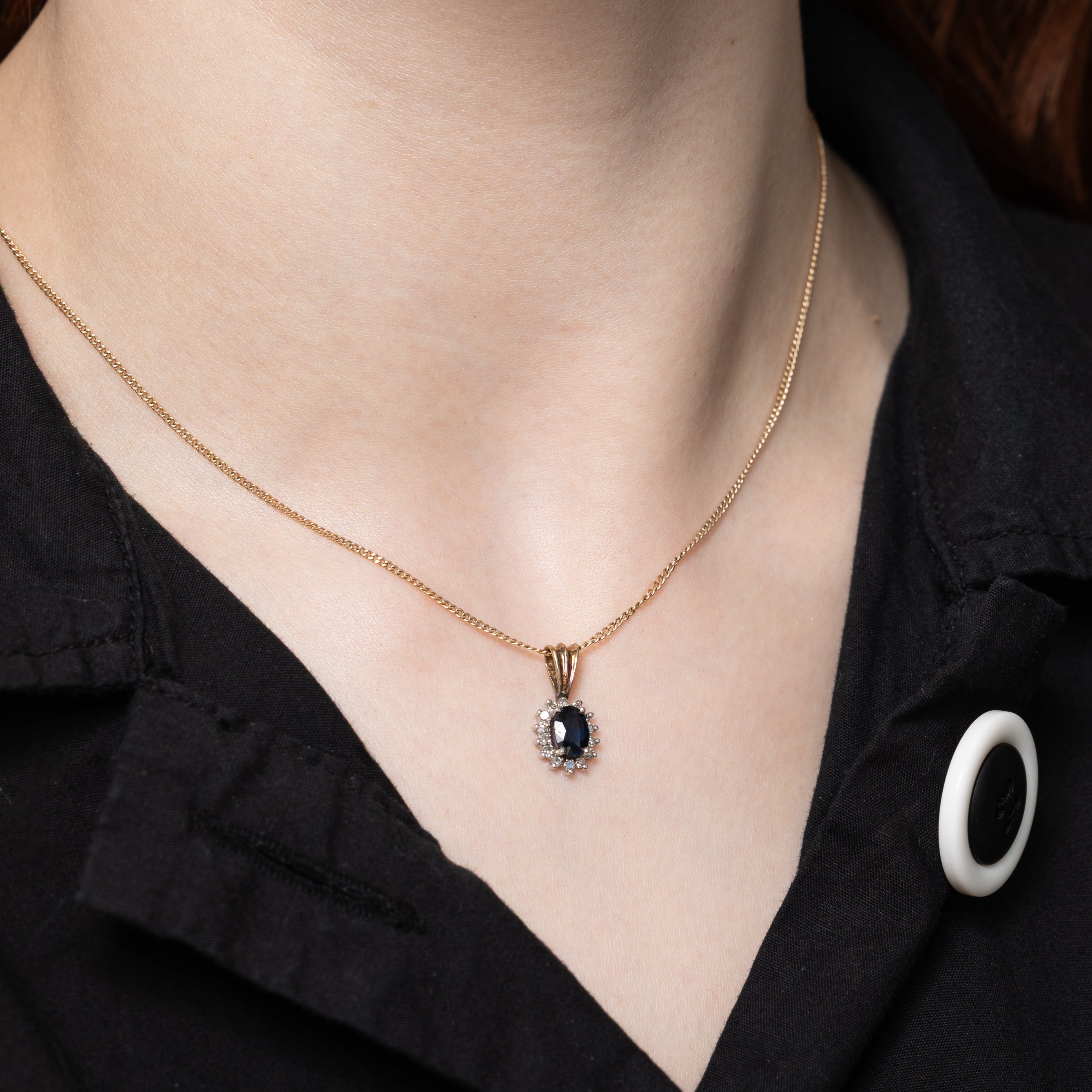 Sapphire & Diamond Halo Petal Pendant | 0.68ct, 0.11ctw