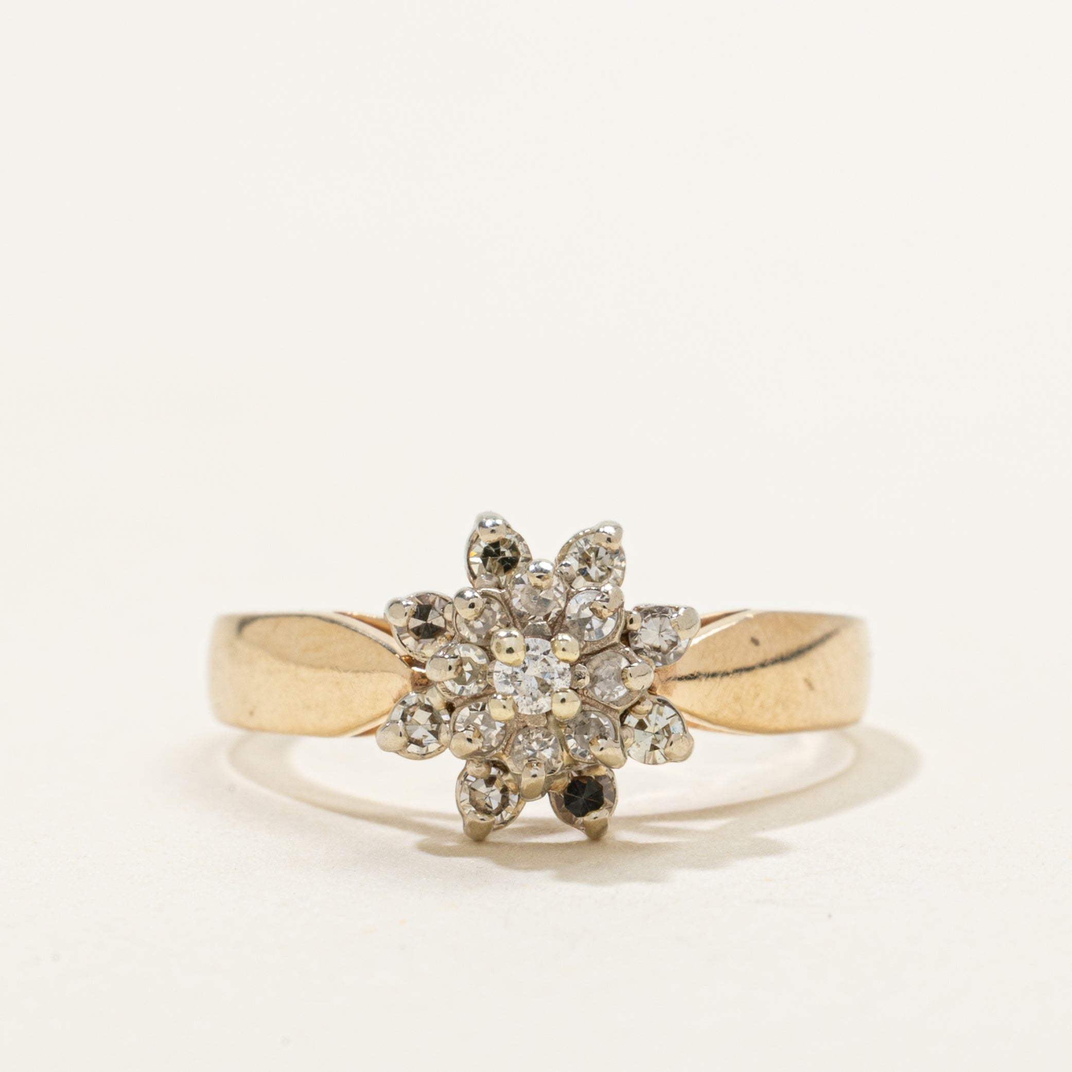 Yellow Gold Diamond Cluster Ring | 0.24ctw | SZ 6.25