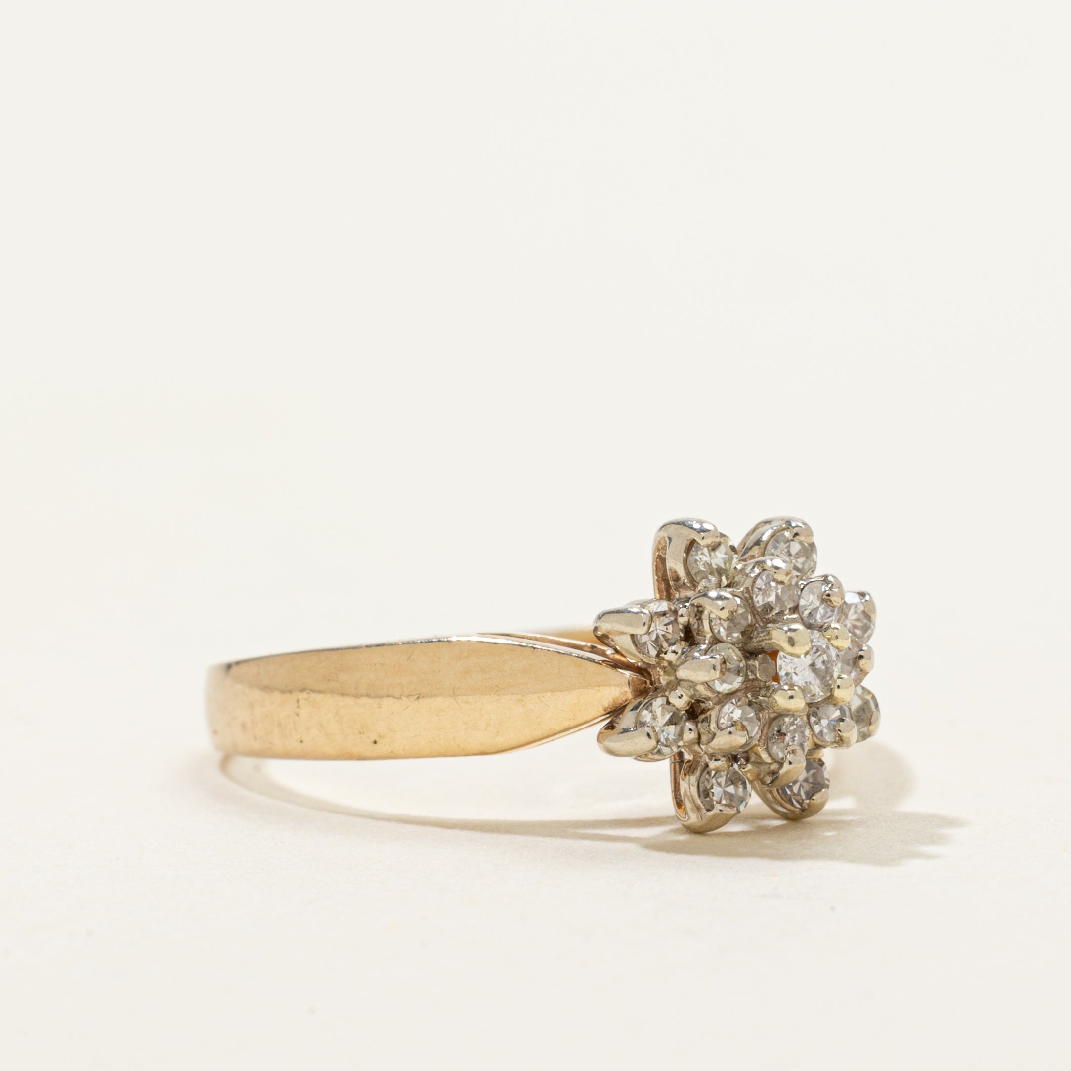 Yellow Gold Diamond Cluster Ring | 0.24ctw | SZ 6.25
