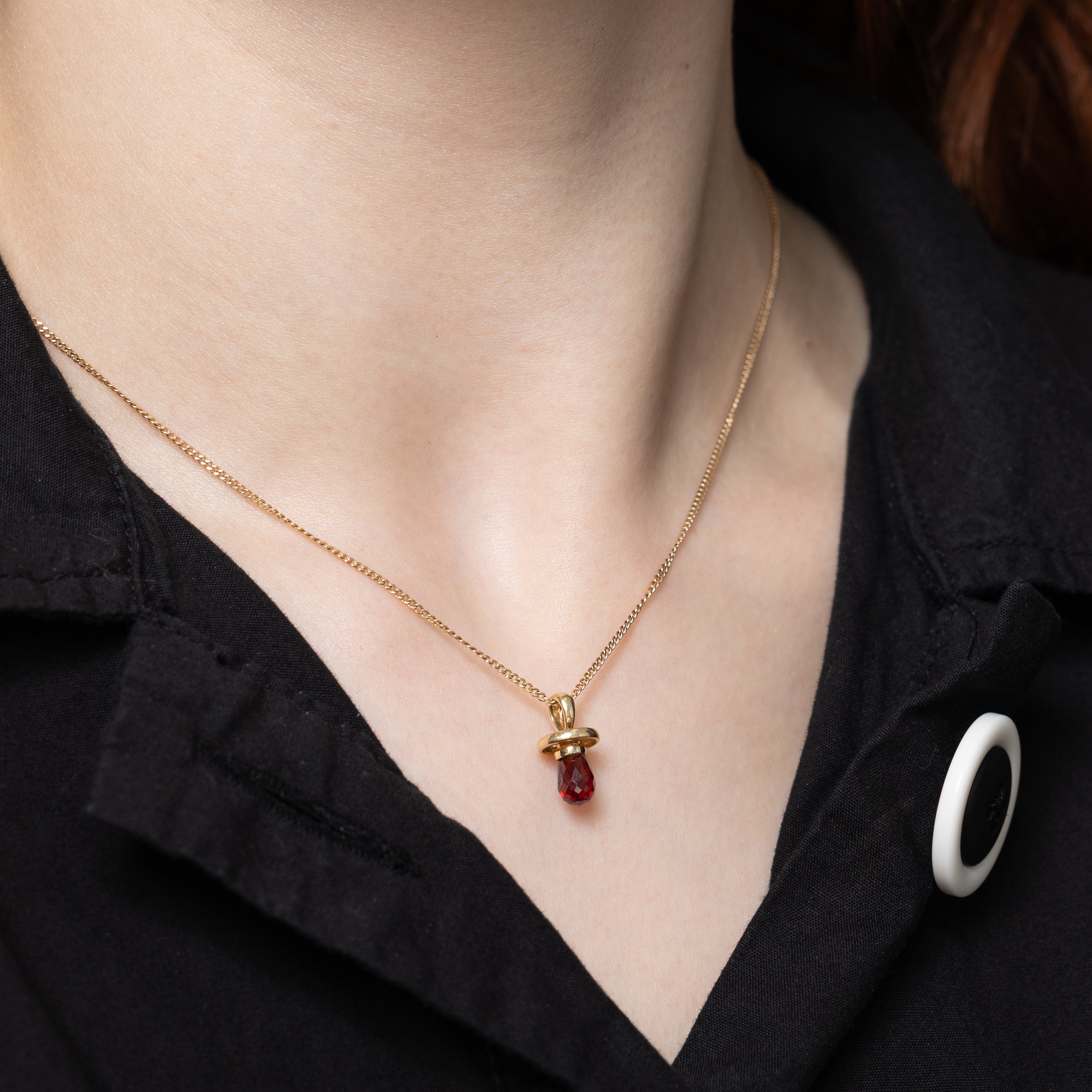 Briolette Cut Garnet "I ♡ U" Pendant | 0.80ct