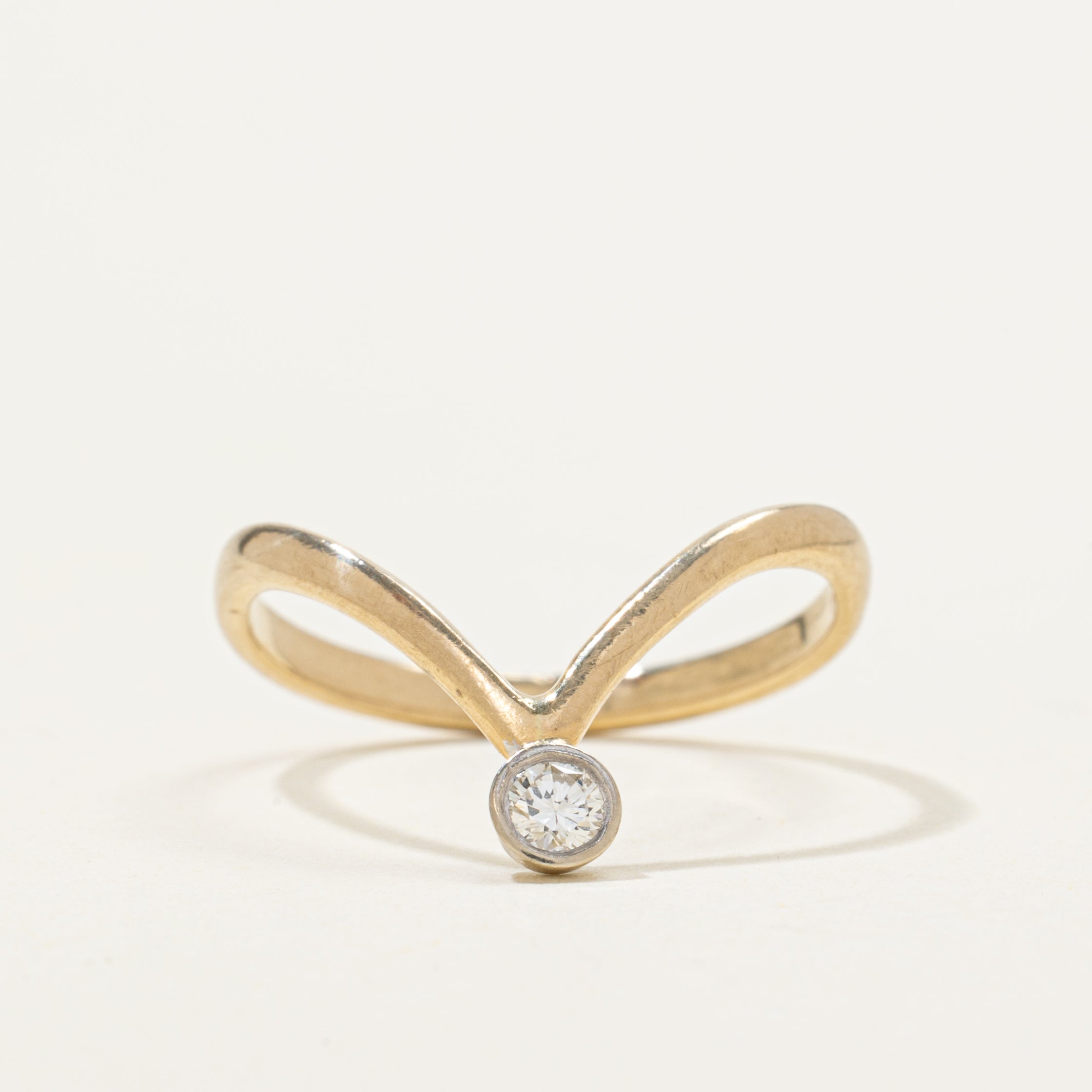 Bezel Set Diamond Chevron Ring | 0.08ct | SZ 6.25