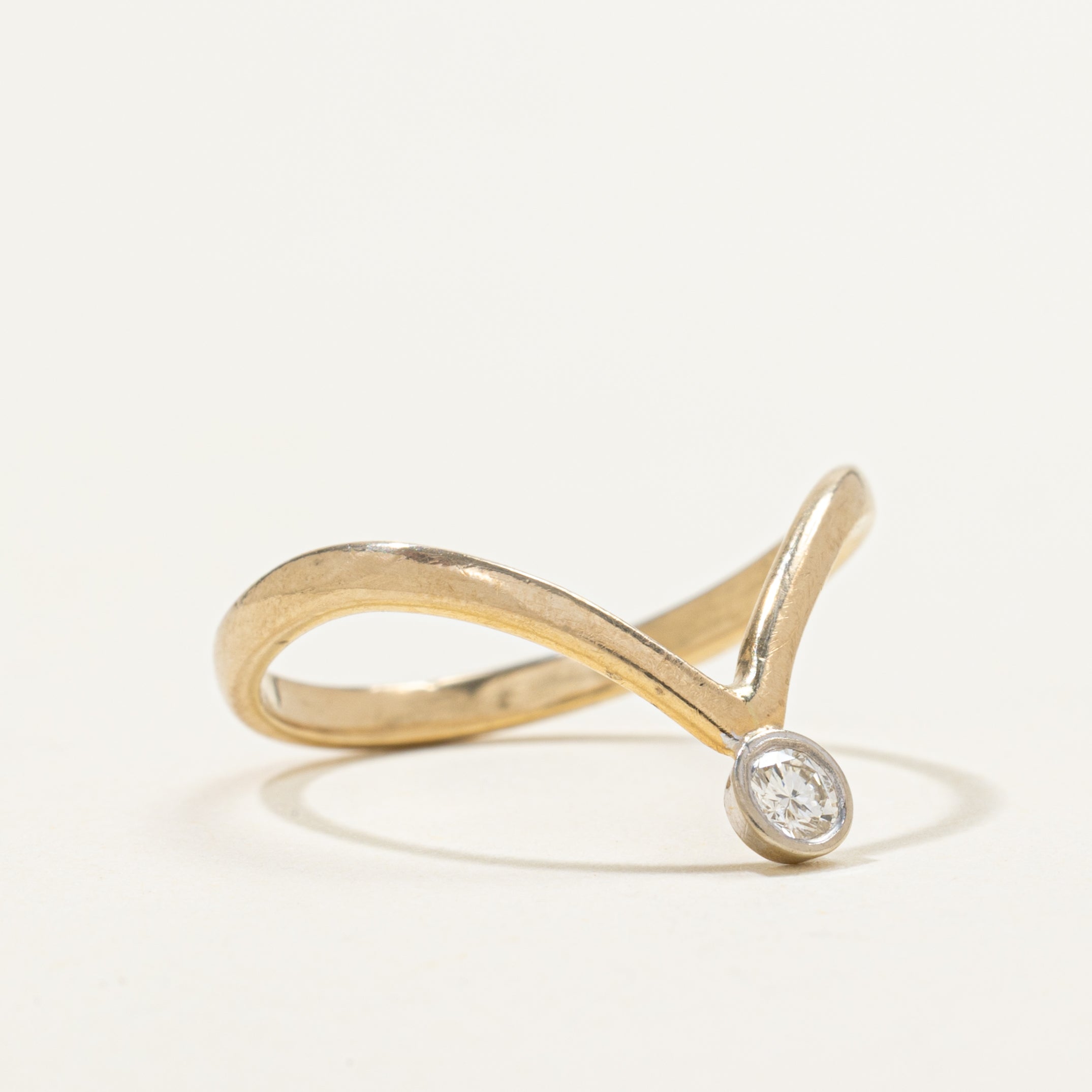 Bezel Set Diamond Chevron Ring | 0.08ct | SZ 6.25