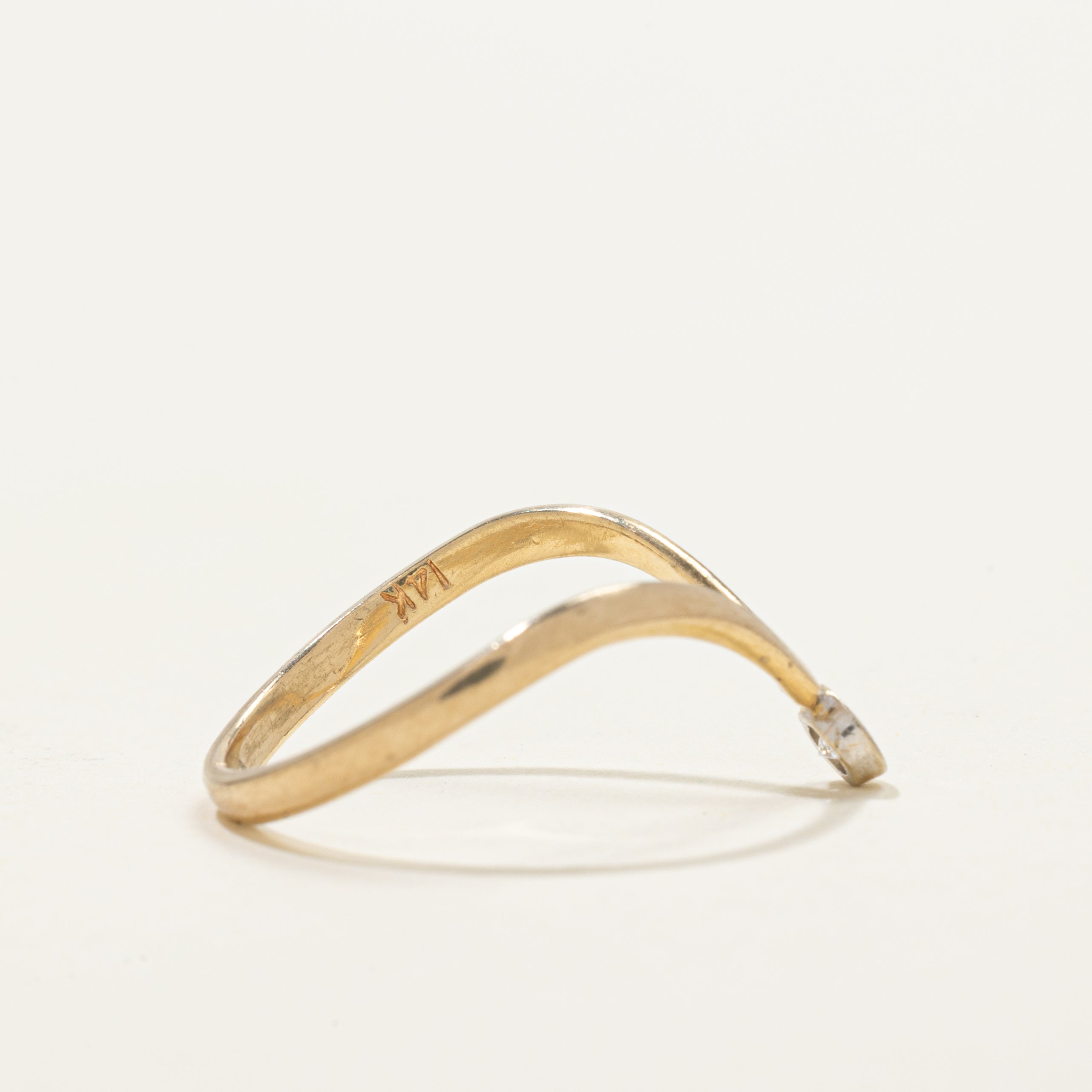 Bezel Set Diamond Chevron Ring | 0.08ct | SZ 6.25
