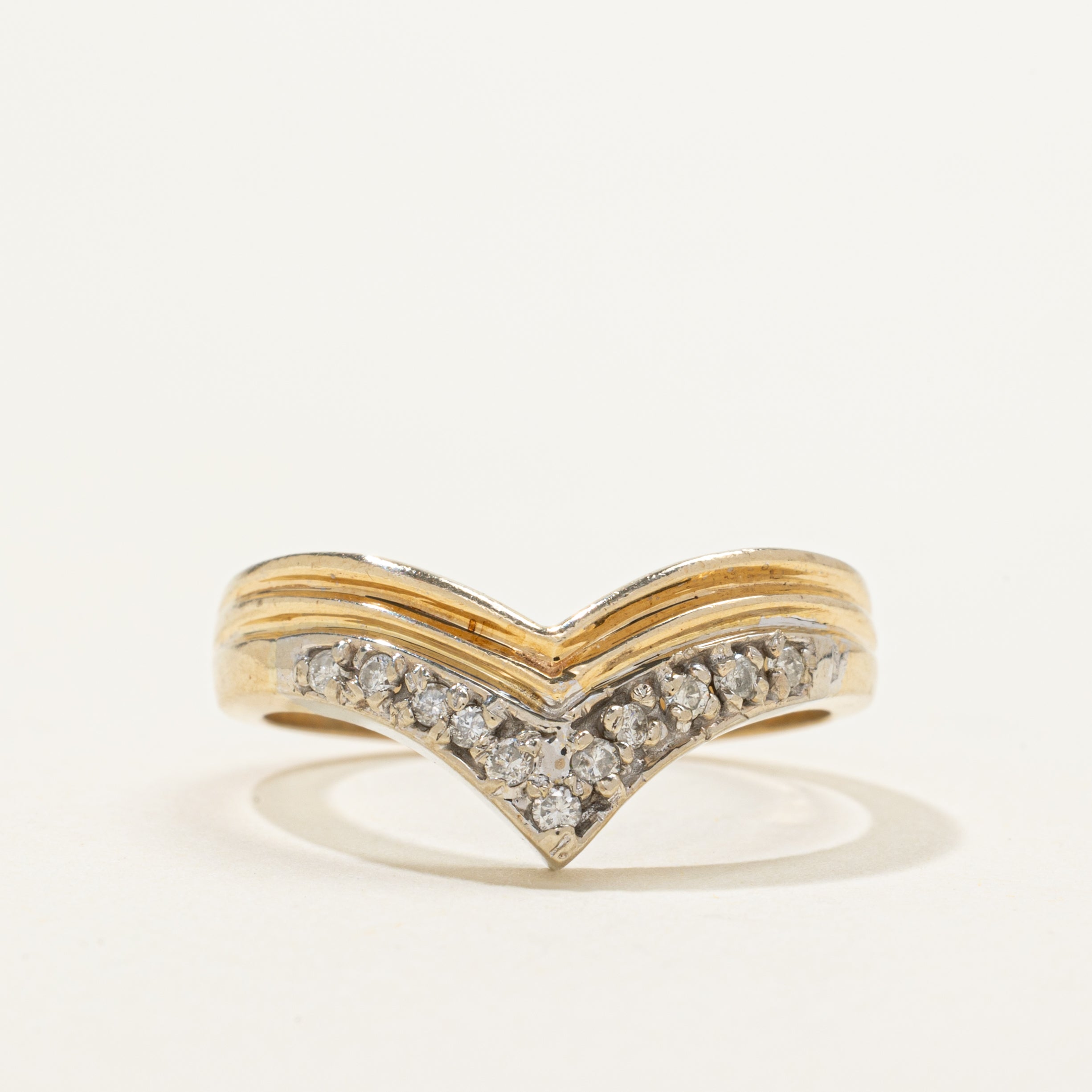 Pave Set Diamond Chevron Ring | 0.12ctw | SZ 7.25