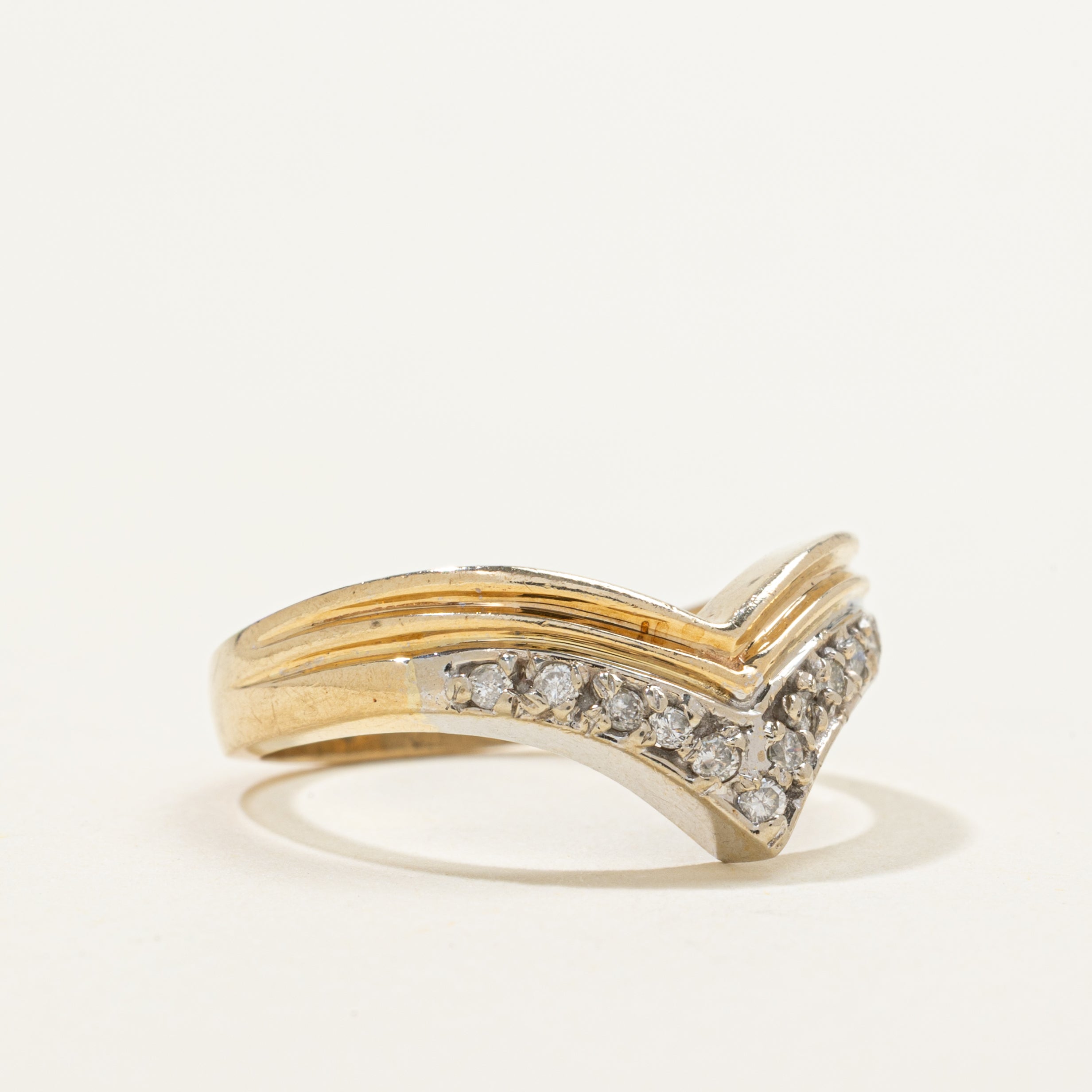 Pave Set Diamond Chevron Ring | 0.12ctw | SZ 7.25