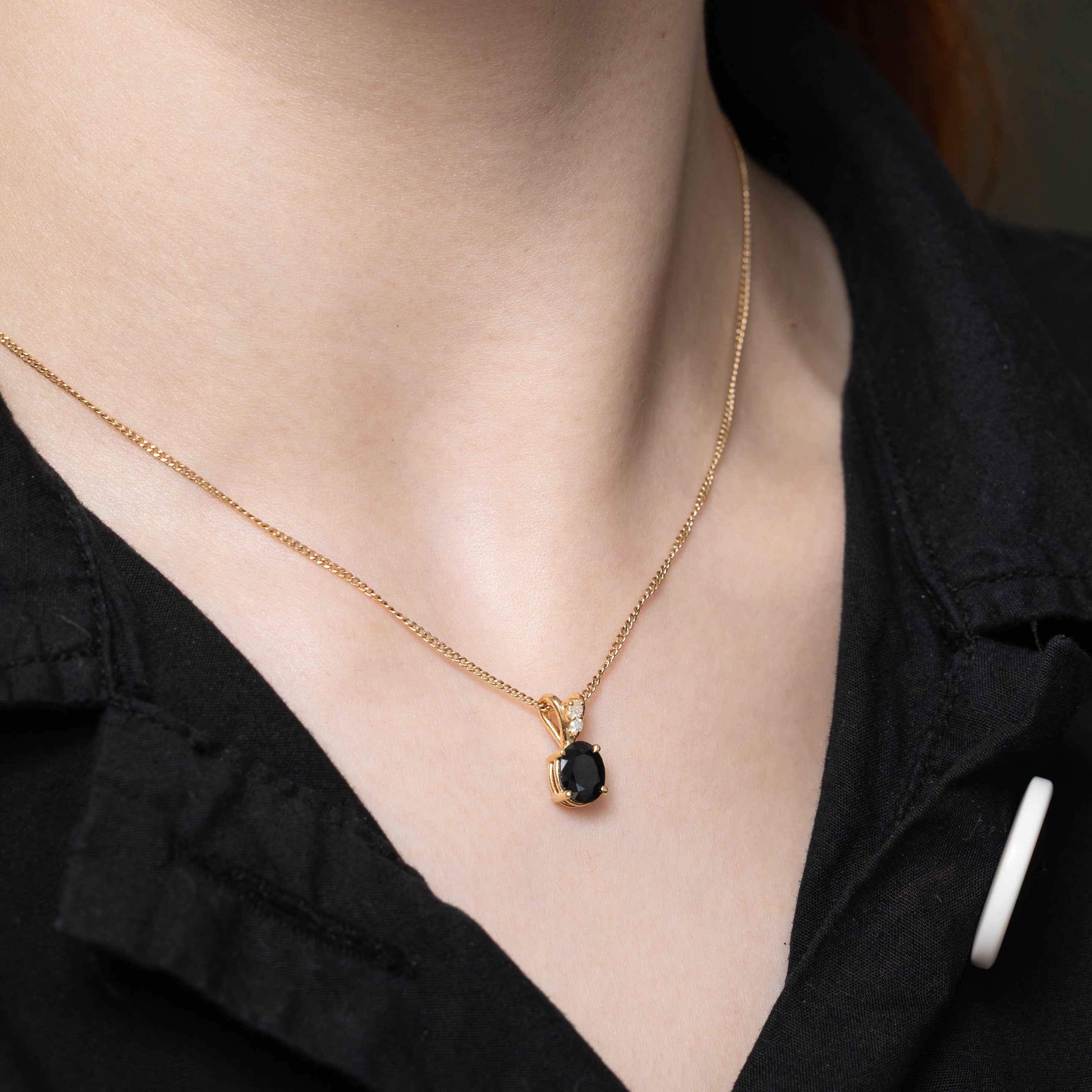 Oval Cut Sapphire & Diamond Pendant | 1.41ct, 0.06ctw