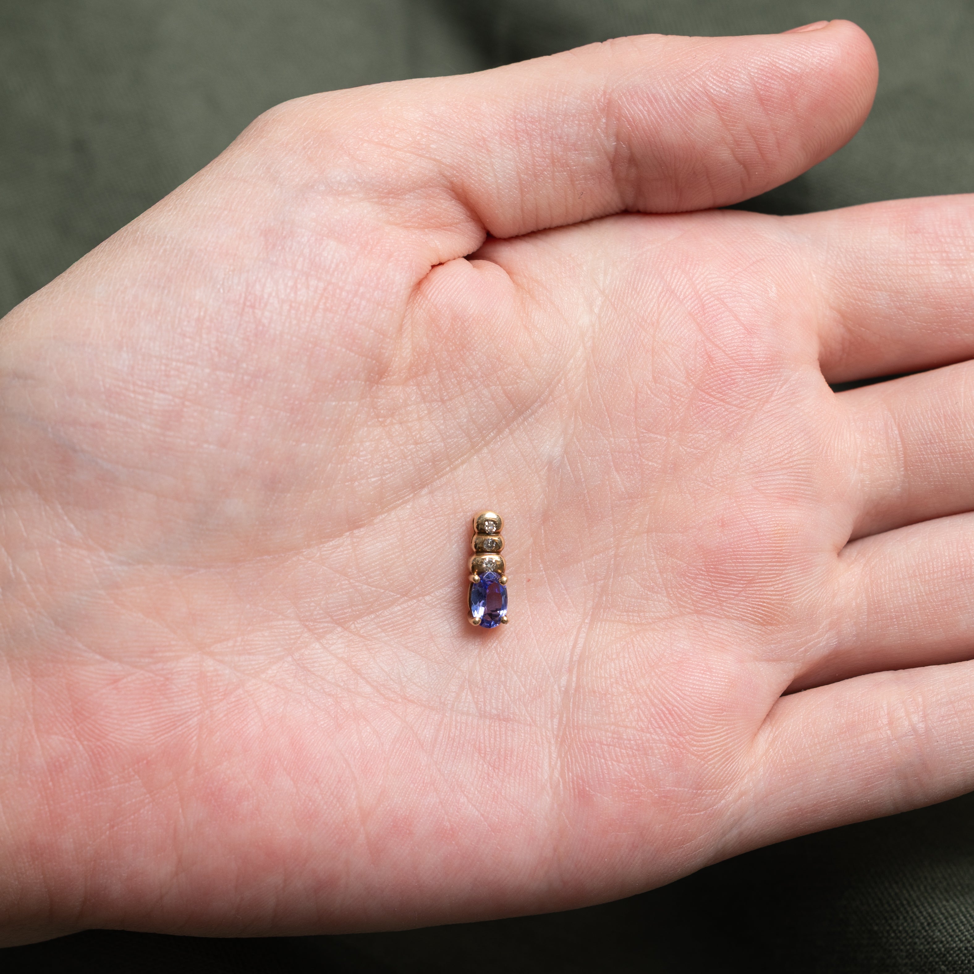 Tanzanite & Diamond Column Pendant | 0.30ct, 0.02ctw