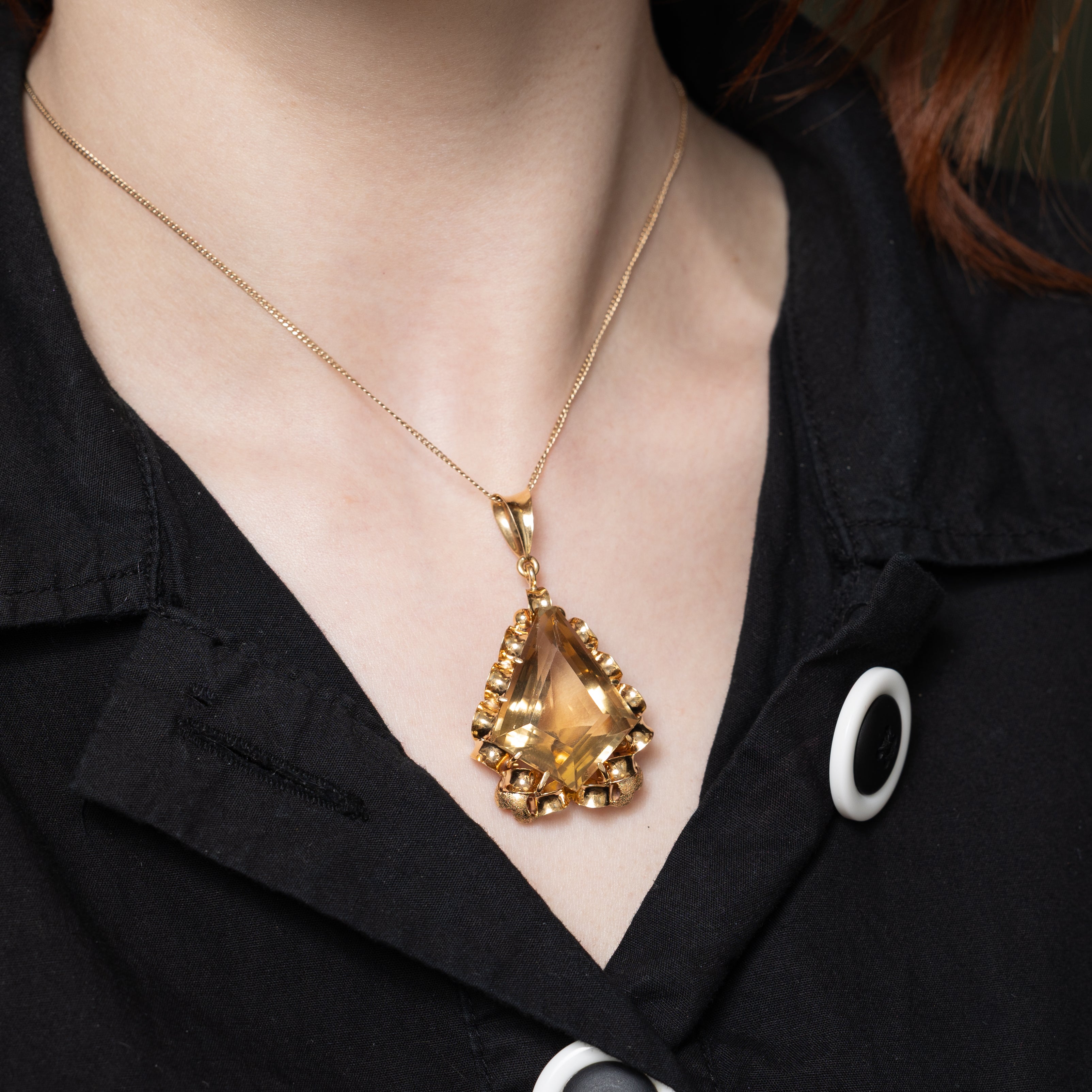 Large Kite Cut Smoky Quartz Scrollwork Pendant | 44.00ct