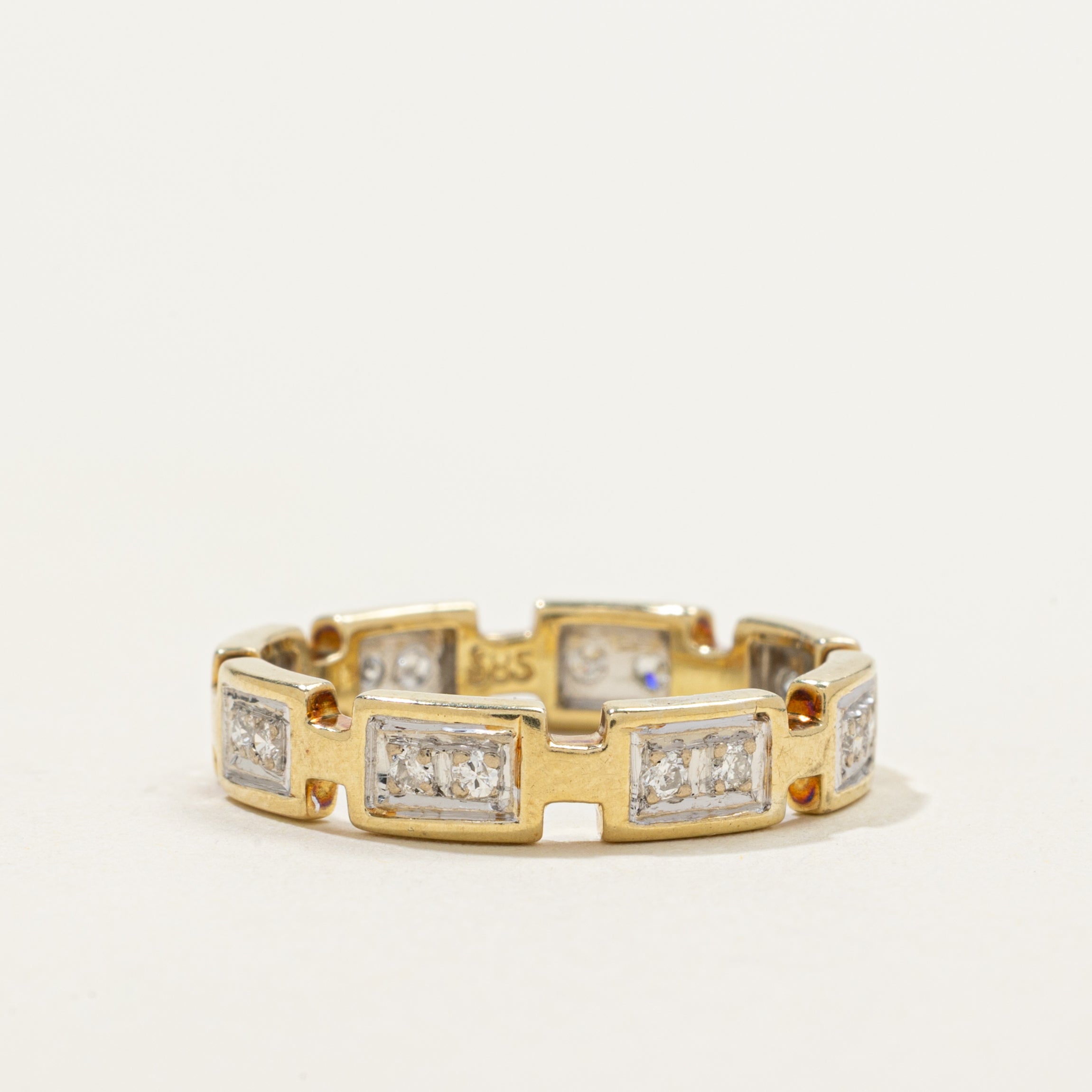 Yellow Gold Diamond Geometric Band | 0.20ctw | SZ 6.75
