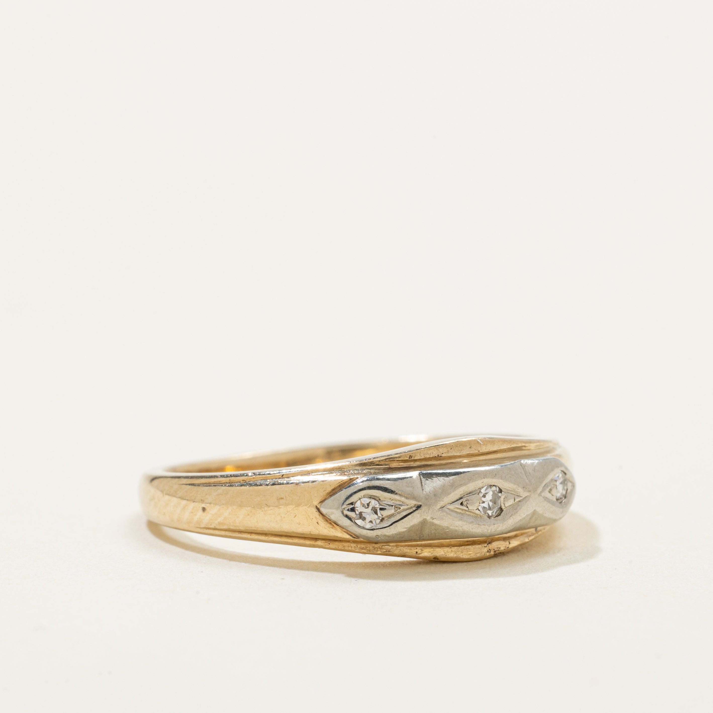 Bague bicolore en diamant | 0,03 ct | Taille 5,75