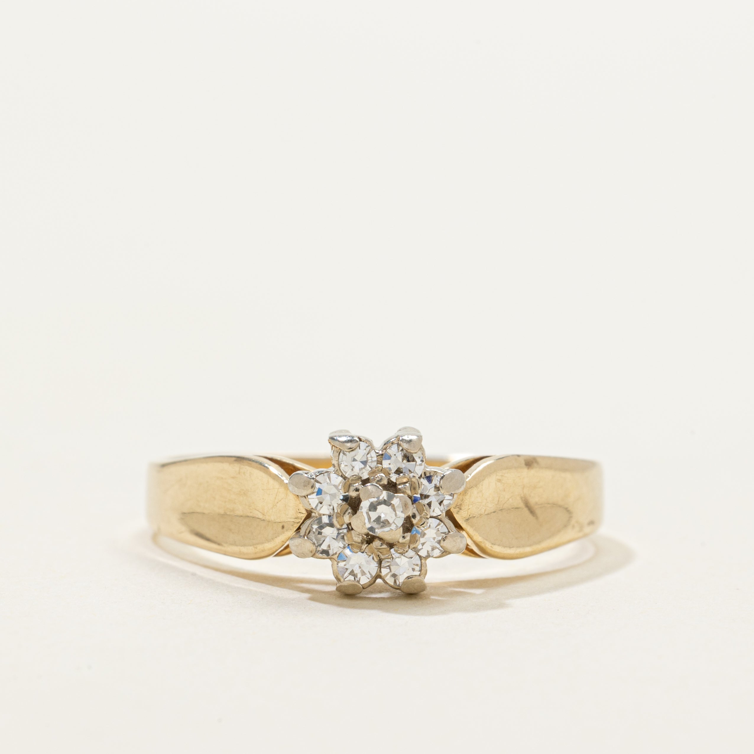 Yellow Gold Diamond Petal Ring | 0.20ctw | SZ 9