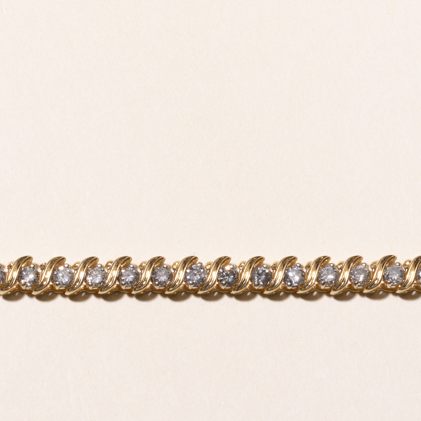Yellow Gold Diamond Wave Tennis Bracelet | 3.04ctw | 7"