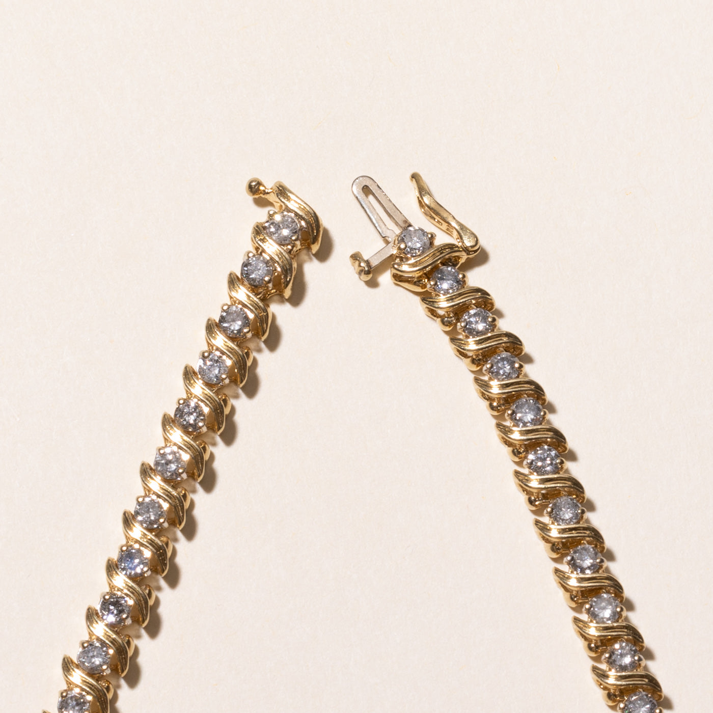 Yellow Gold Diamond Wave Tennis Bracelet | 3.04ctw | 7"