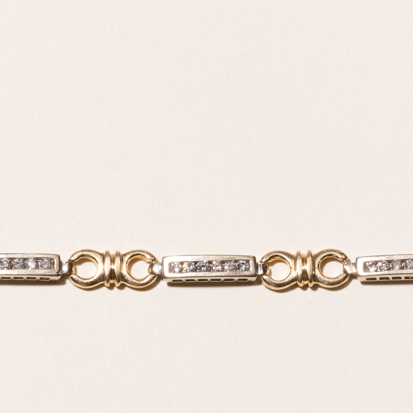 Two Tone Diamond Bar Link Bracelet | 3.00ctw | 7.25"
