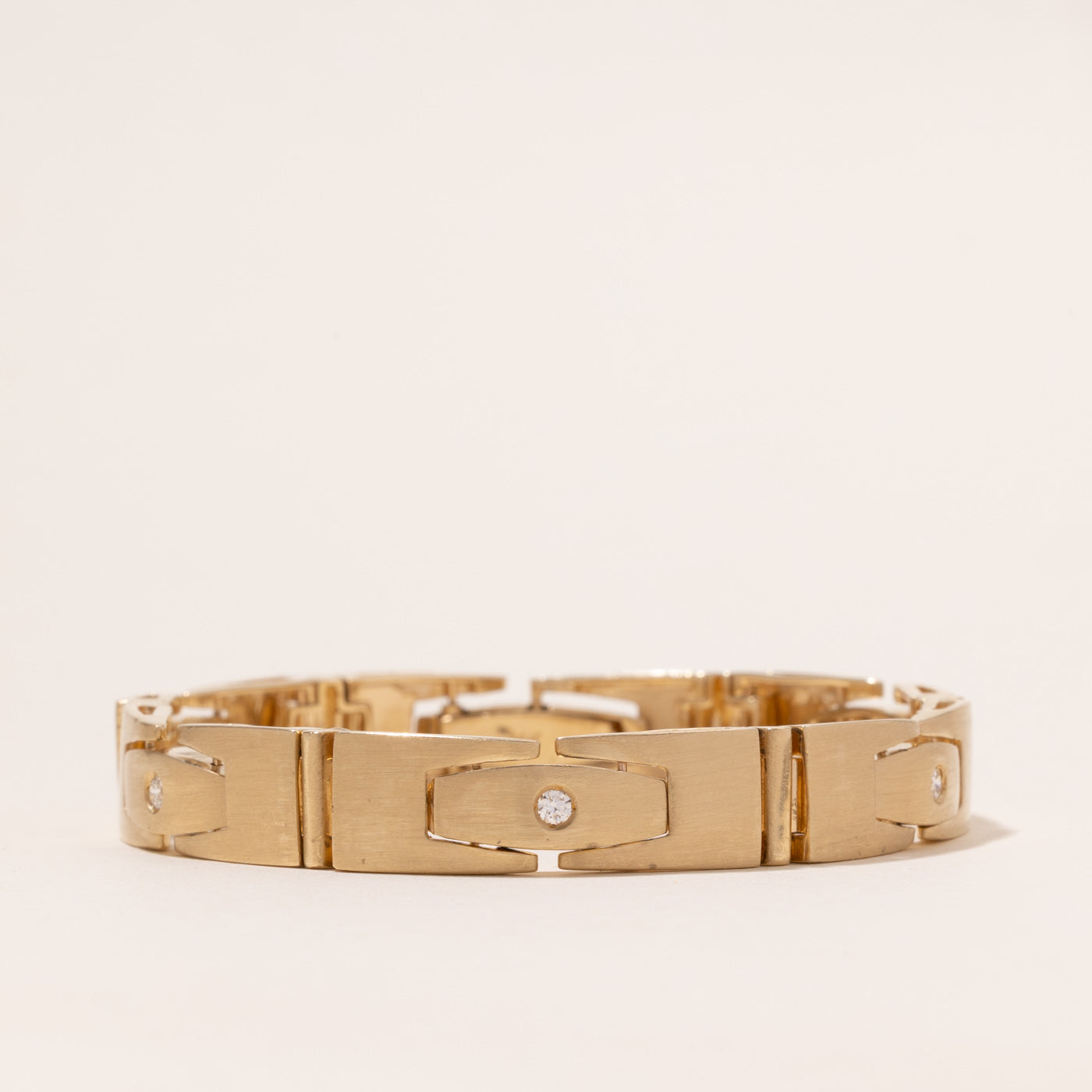 Yellow Gold Flush Set Diamond Watch Strap Bracelet | 0.33ctw | 8.5"