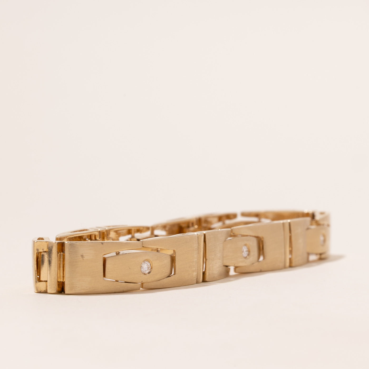Yellow Gold Flush Set Diamond Watch Strap Bracelet | 0.33ctw | 8.5"