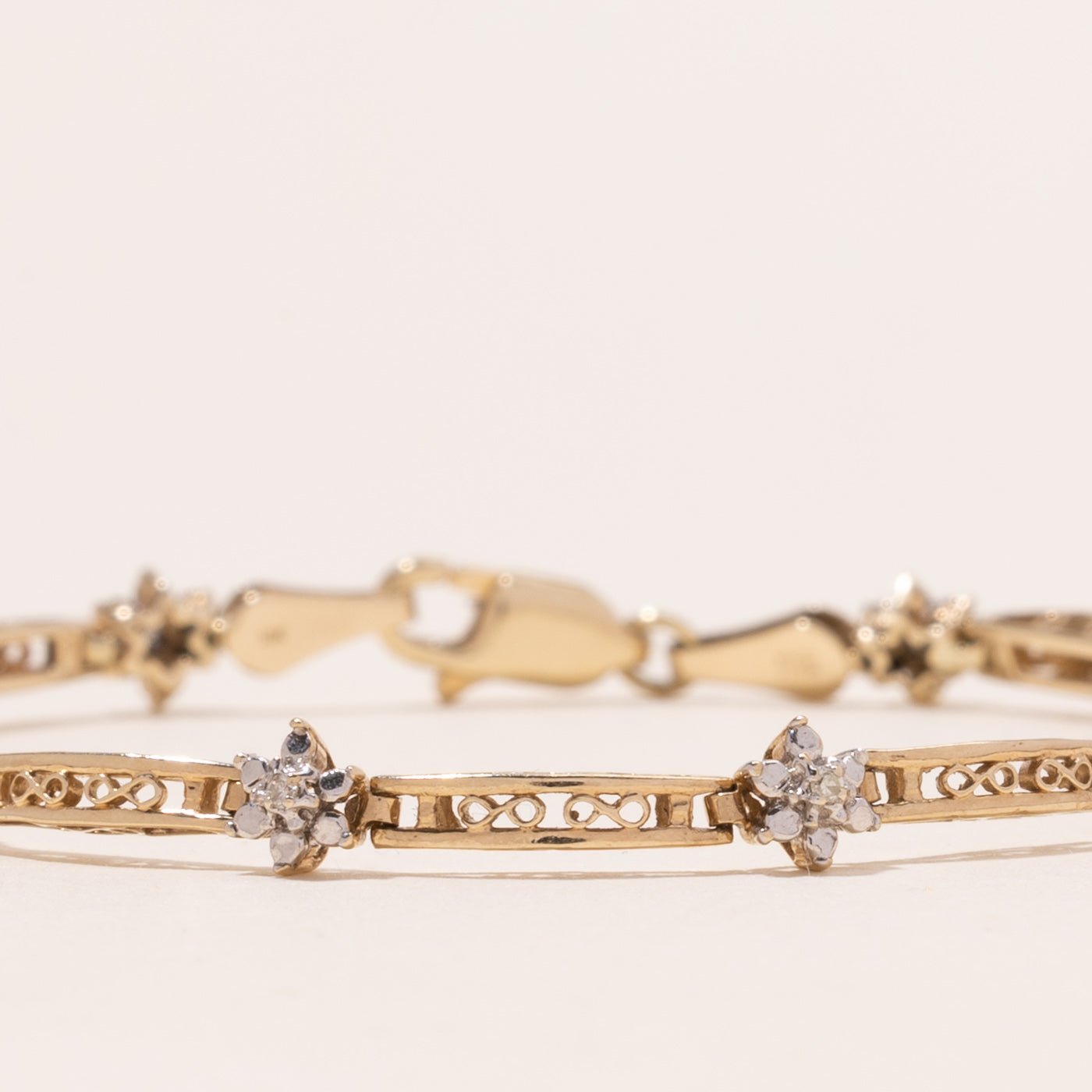 Yellow Gold Diamond Flower Bracelet | 0.05ctw | 6.5"