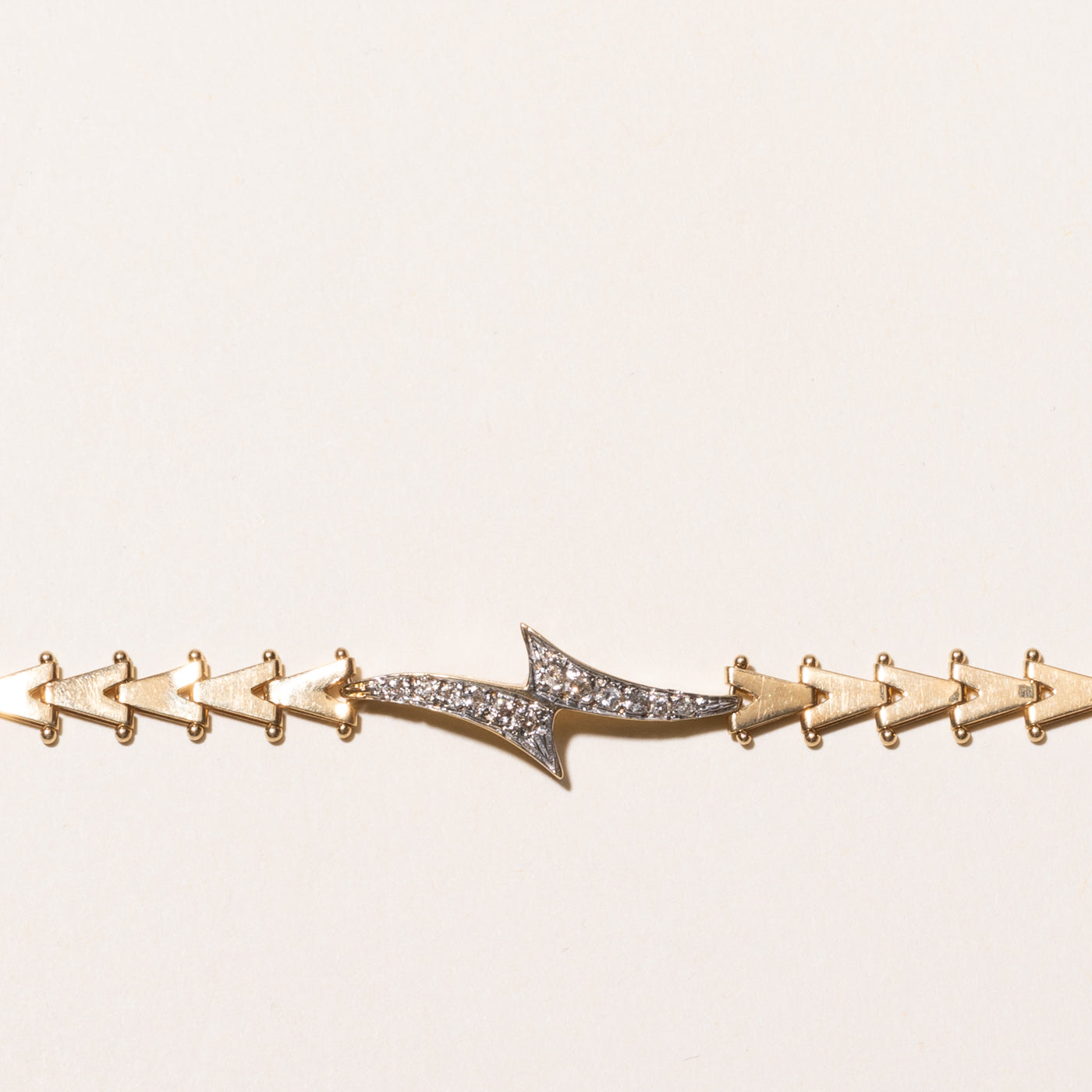 Yellow Gold Diamond Bypass V Link Bracelet | 0.13ctw | 7.25"