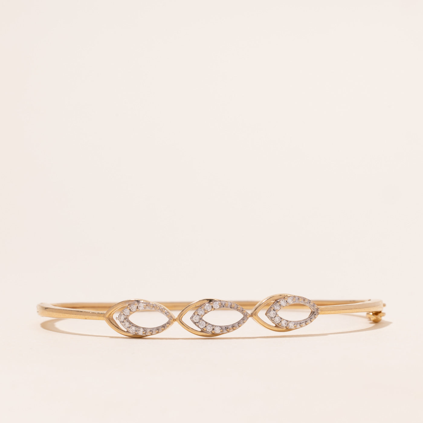18k Yellow Gold Openwork Diamond Bangle | 0.14ctw | 5.75"