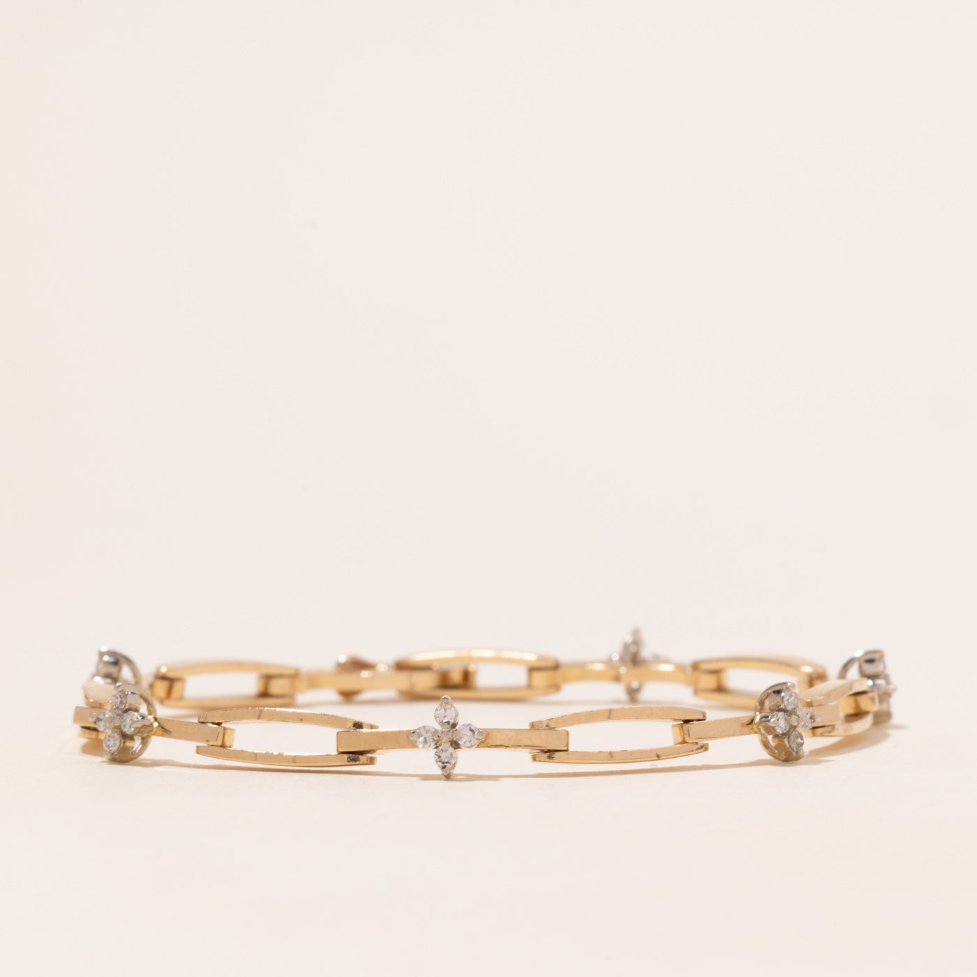 Yellow Gold Diamond Clusters Bracelet | 0.36ctw | 6.75"