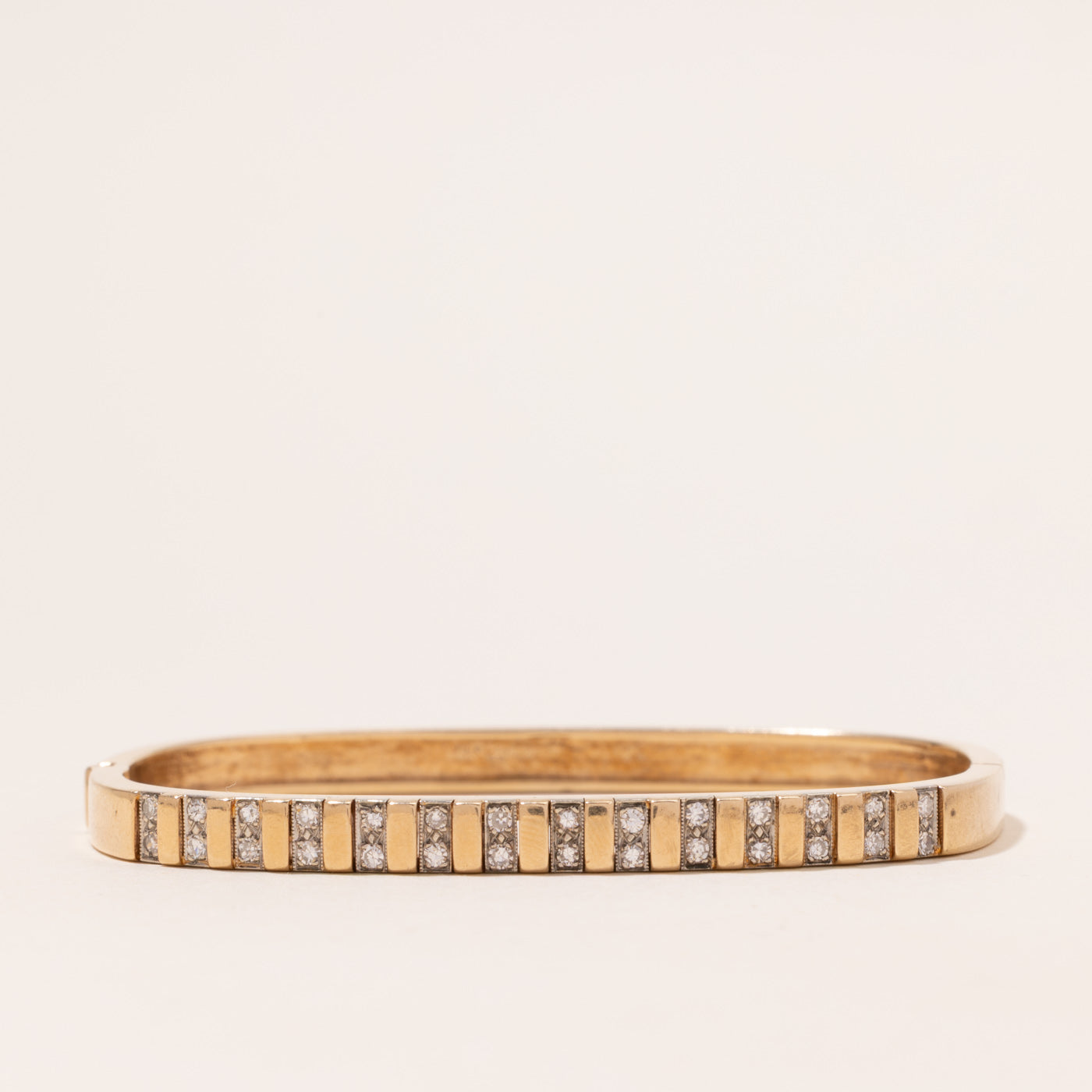 Yellow Gold Diamond Columns Bangle | 0.42ctw | 8"