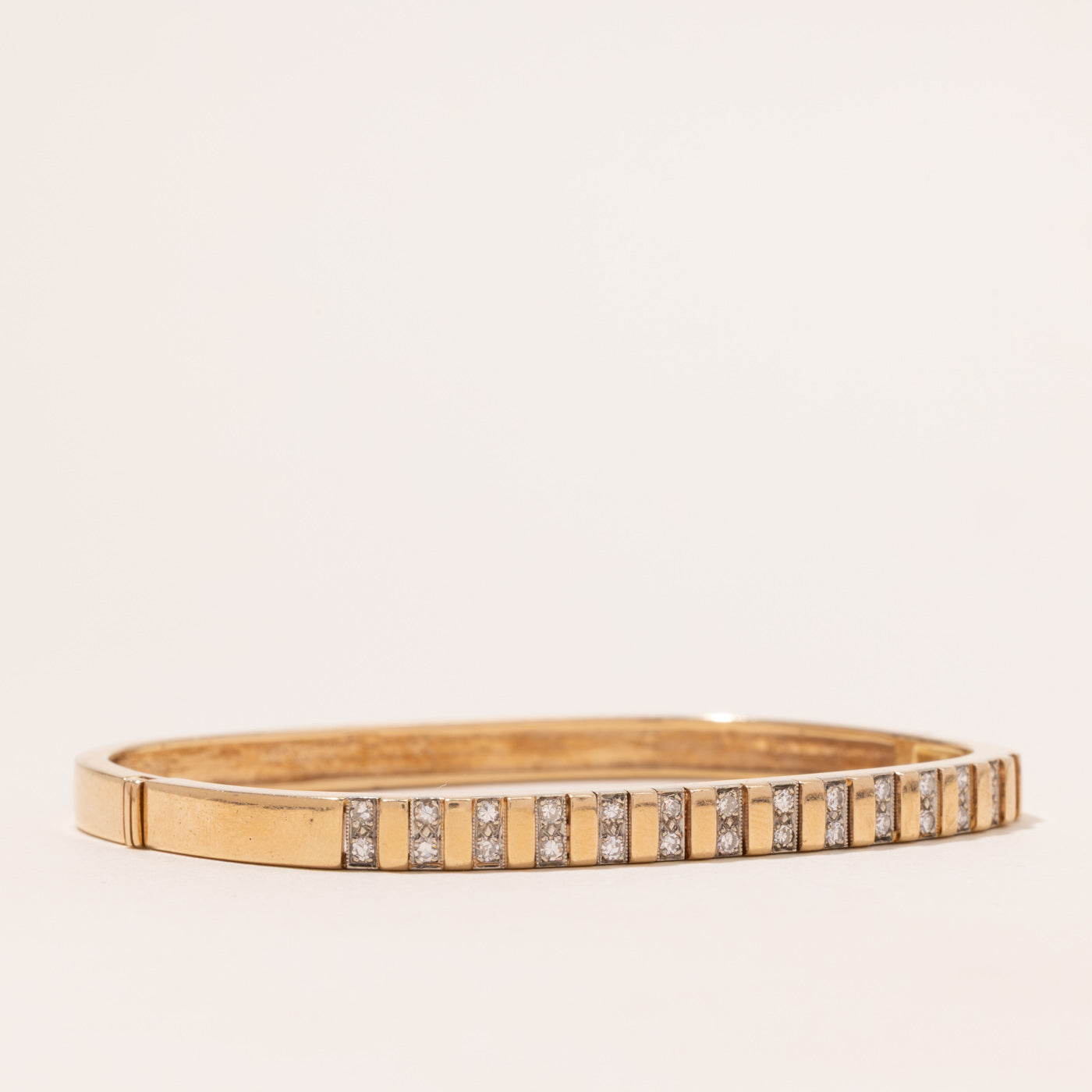 Yellow Gold Diamond Columns Bangle | 0.42ctw | 8"