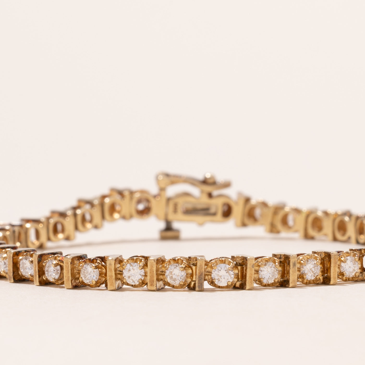 Yellow Gold Diamond Bar Tennis Bracelet | 2.00ctw | 7.25"