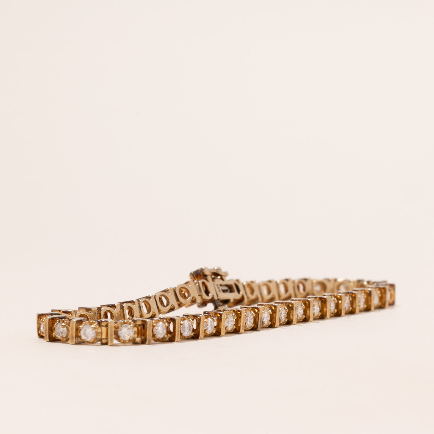 Yellow Gold Diamond Bar Tennis Bracelet | 2.00ctw | 7.25"