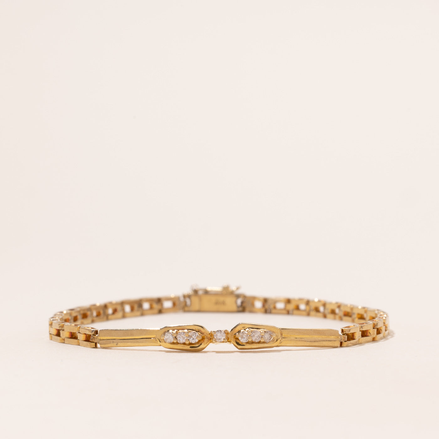 Diamond Bar Panther Link Bracelet | 0.15ctw | 7.5"