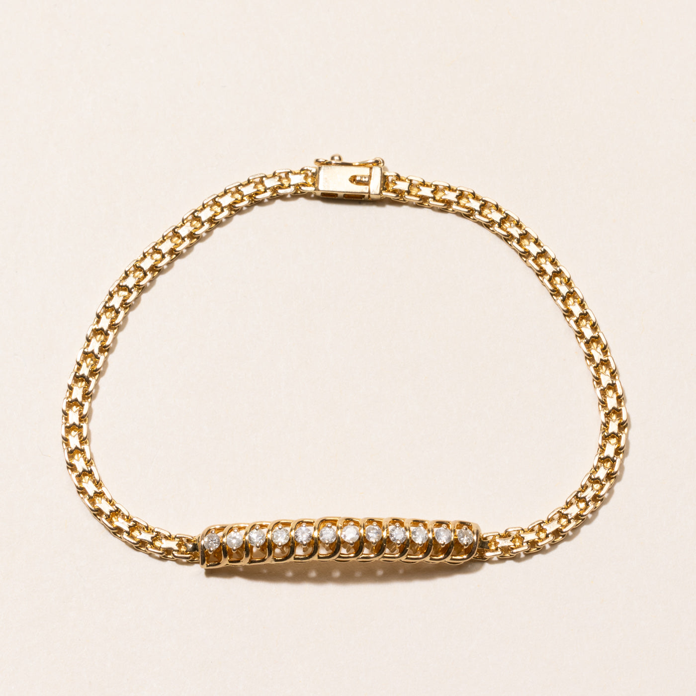 Diamond Bar Bismarck Chain Bracelet | 0.32ctw | 7"