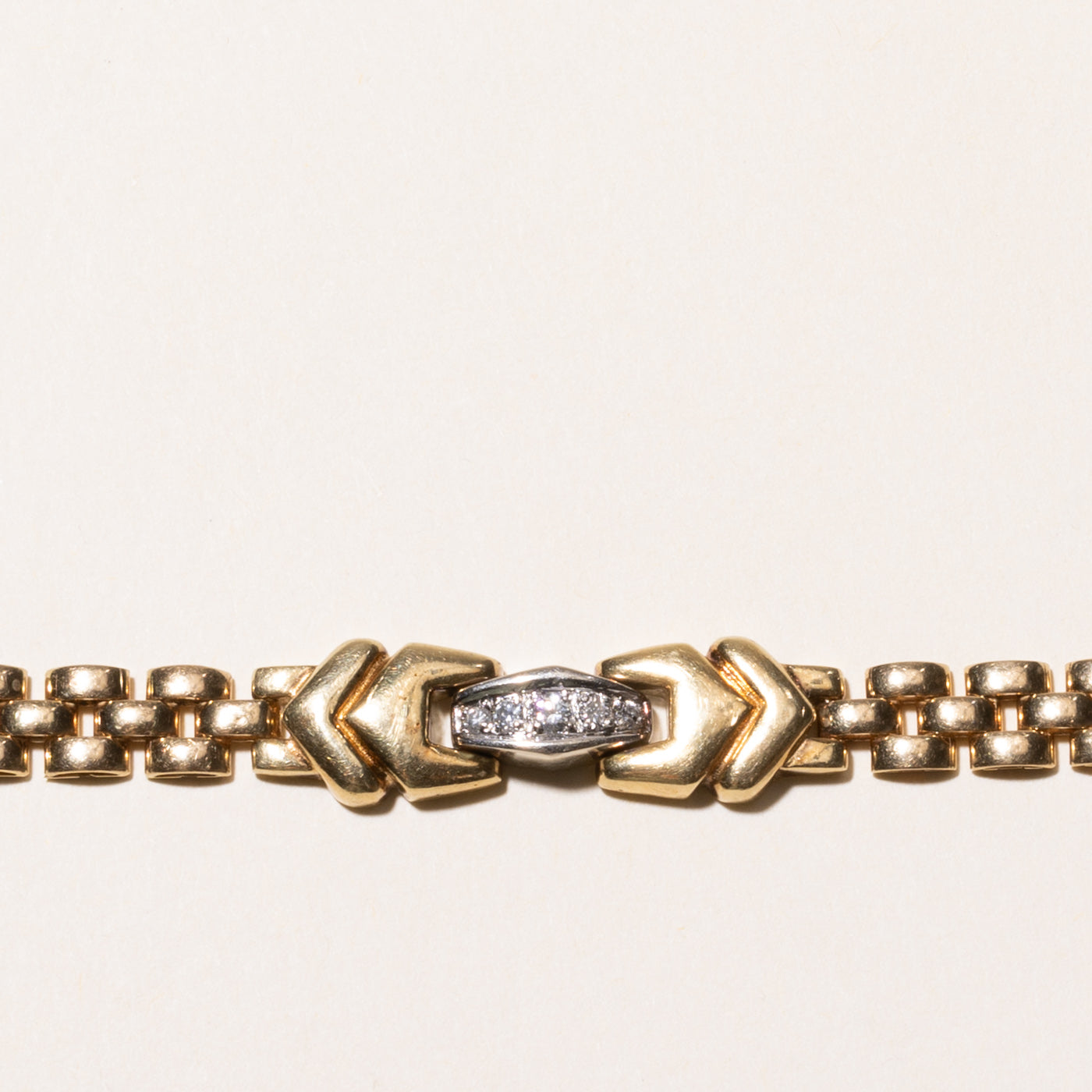 Yellow Gold Diamond Cluster Panther Link Bracelet | 0.11ctw | 6.75"