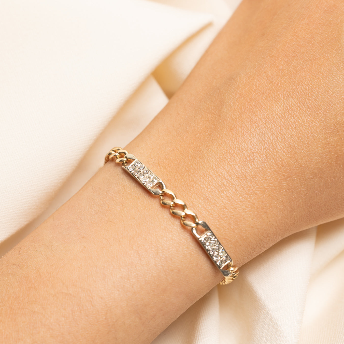 Pavé Set Diamond Bar Curb Link Bracelet | 0.70ctw | 7.75"