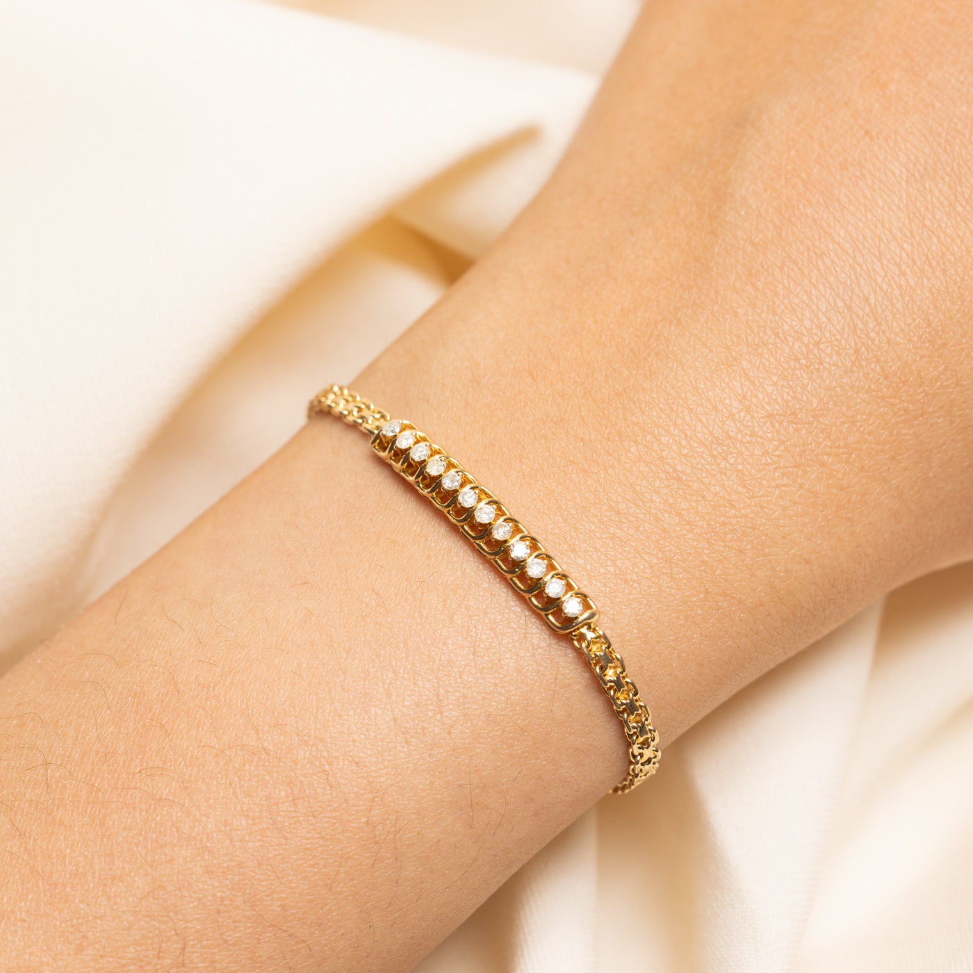 Diamond Bar Bismarck Chain Bracelet | 0.32ctw | 7"
