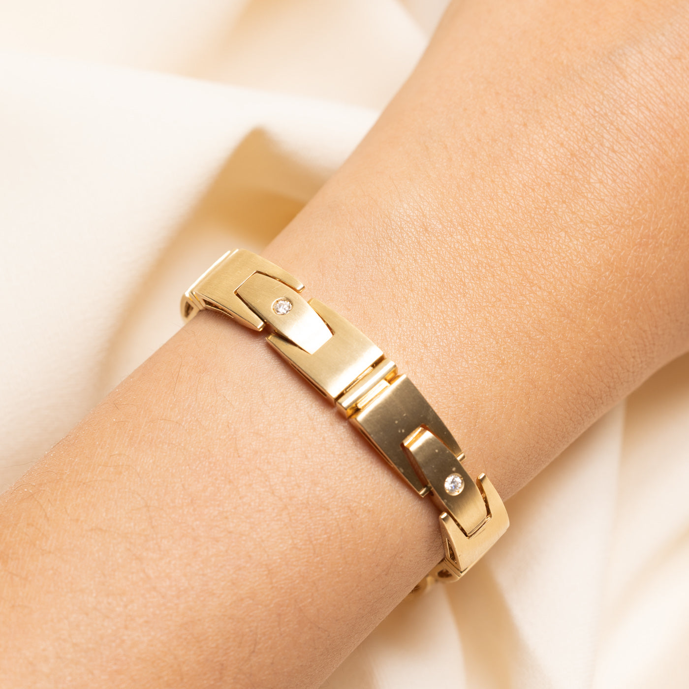 Yellow Gold Flush Set Diamond Watch Strap Bracelet | 0.33ctw | 8.5"