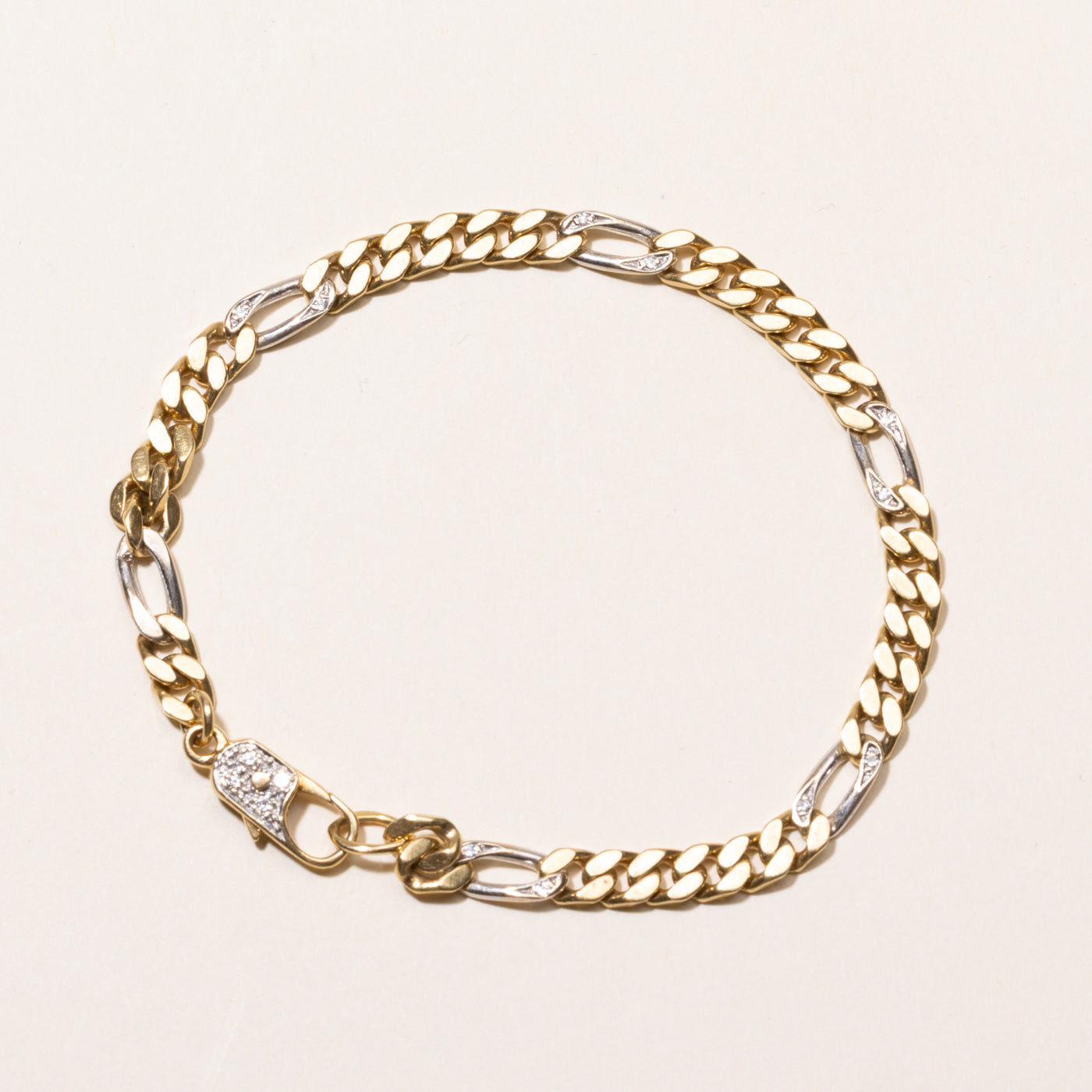 Diamond Figaro Chain Bracelet | 0.20ctw | 7.5"