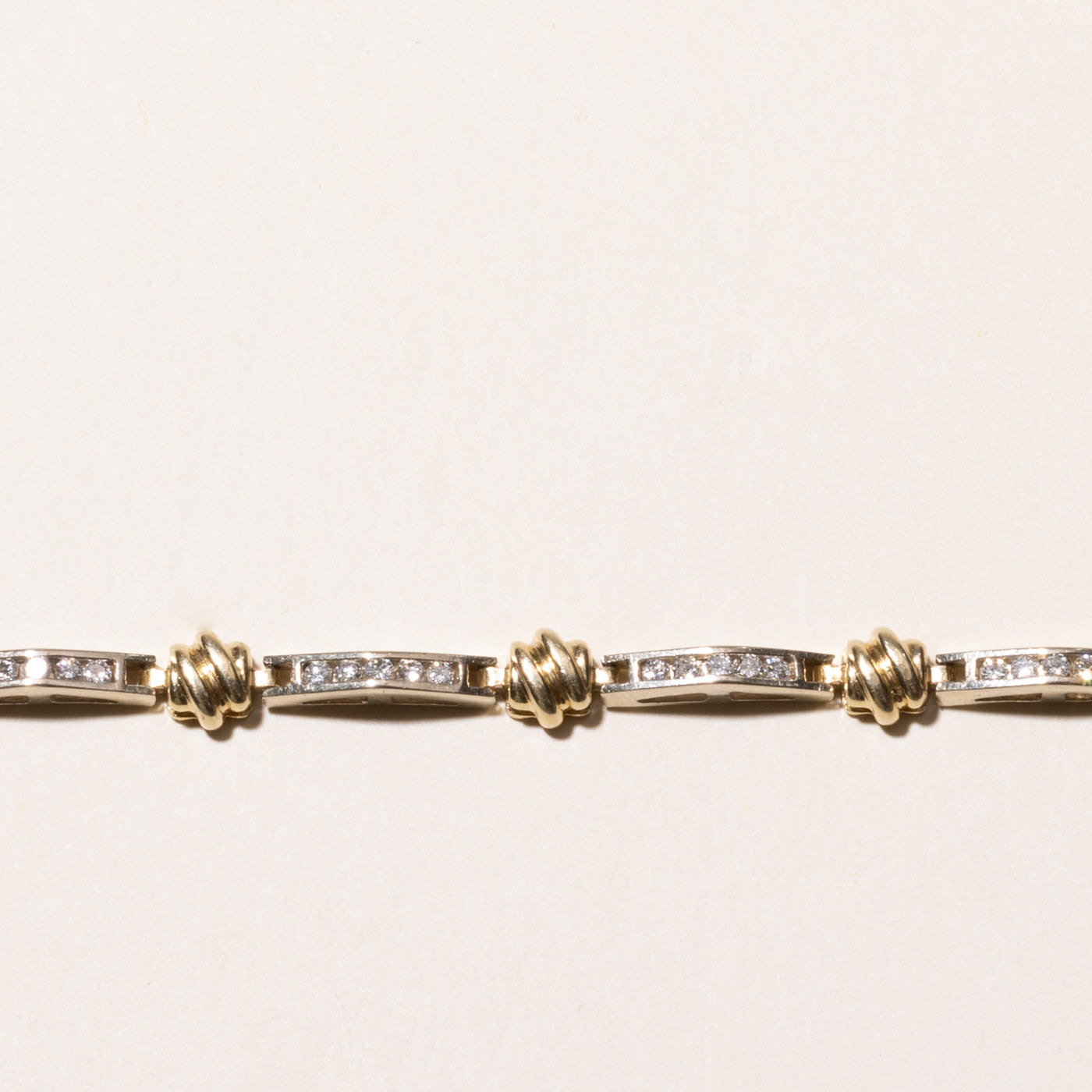 Two Tone Diamond Bar Link Tennis Bracelet | 0.90ctw | 7.75"
