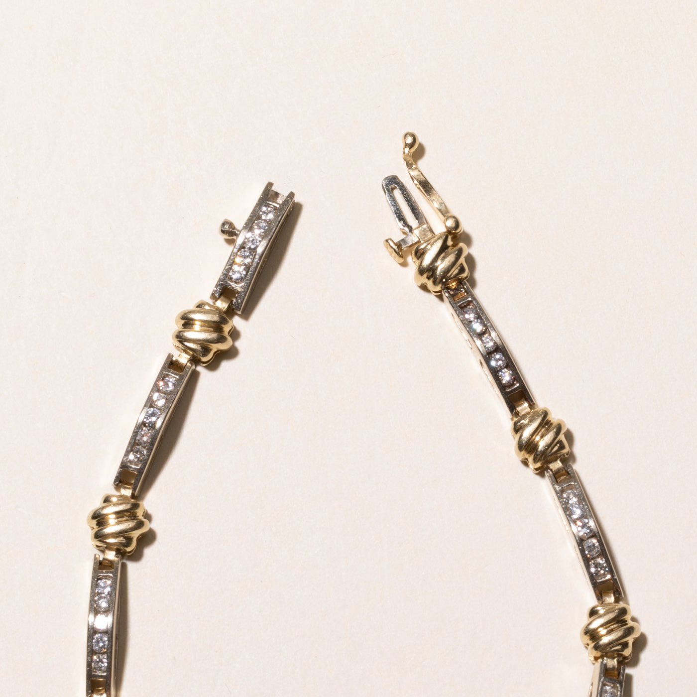 Two Tone Diamond Bar Link Tennis Bracelet | 0.90ctw | 7.75"