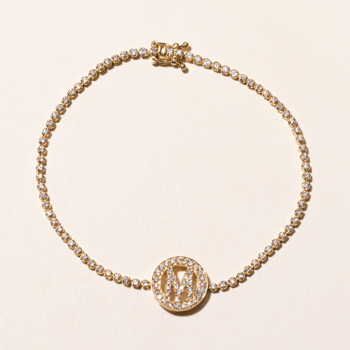 Diamond "M" Initial Tennis Bracelet | 1.00ctw | 7.25"