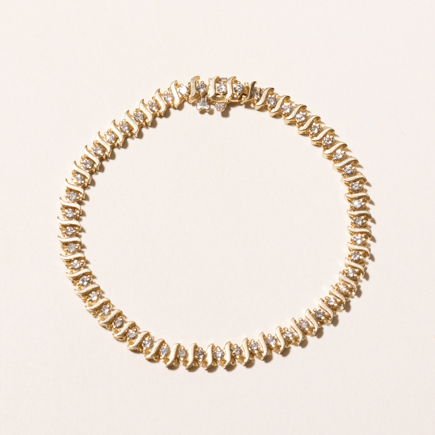 Yellow Gold Brown Diamond Wave Tennis Bracelet | 2.00ctw | 7"