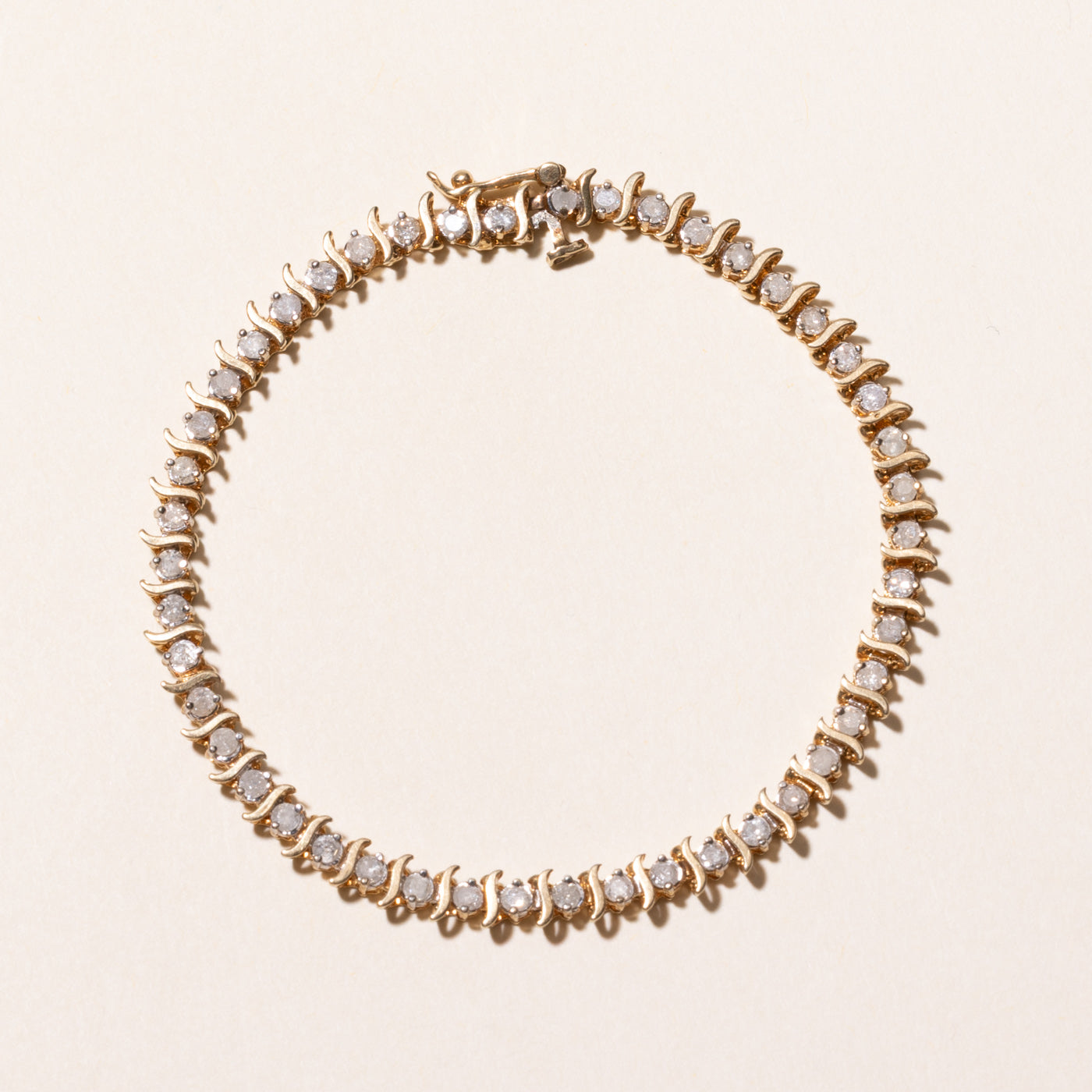 Yellow Gold Diamond Wave Tennis Bracelet | 1.80ctw | 7"