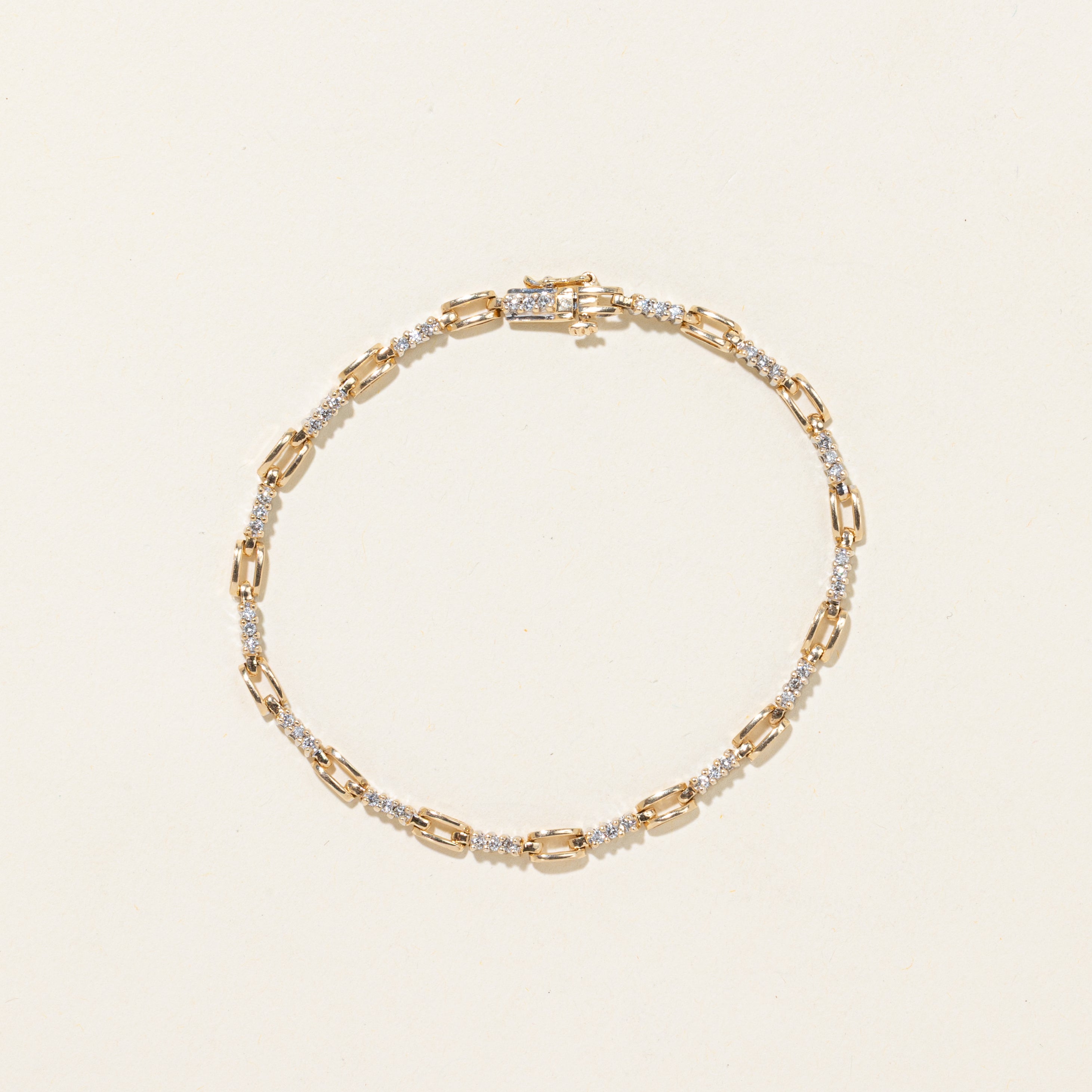 Diamond Rectangle Link Tennis Bracelet | 0.50ctw | 7.5"