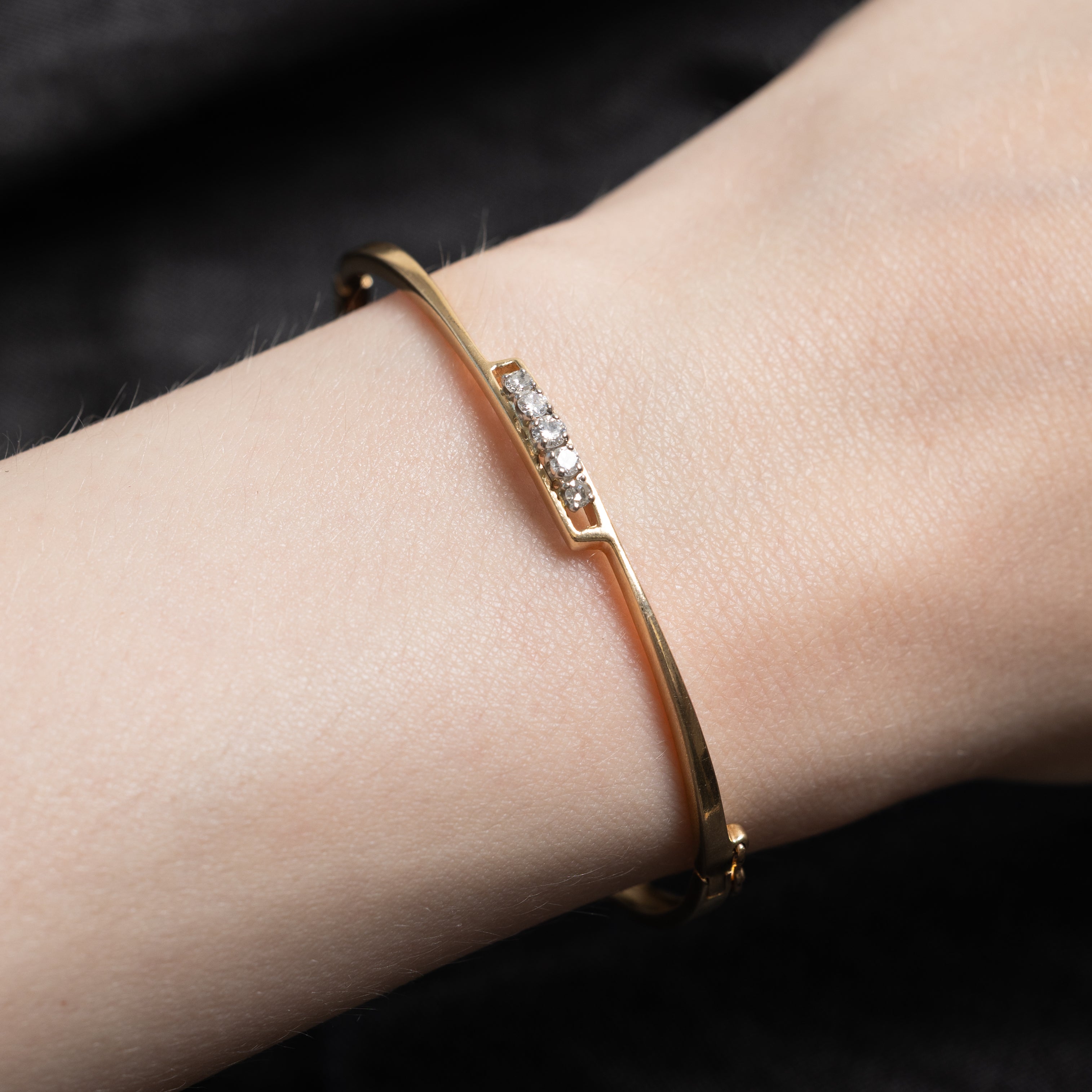 Yellow Gold Diamond Bypass Bangle | 0.22ctw | 6"