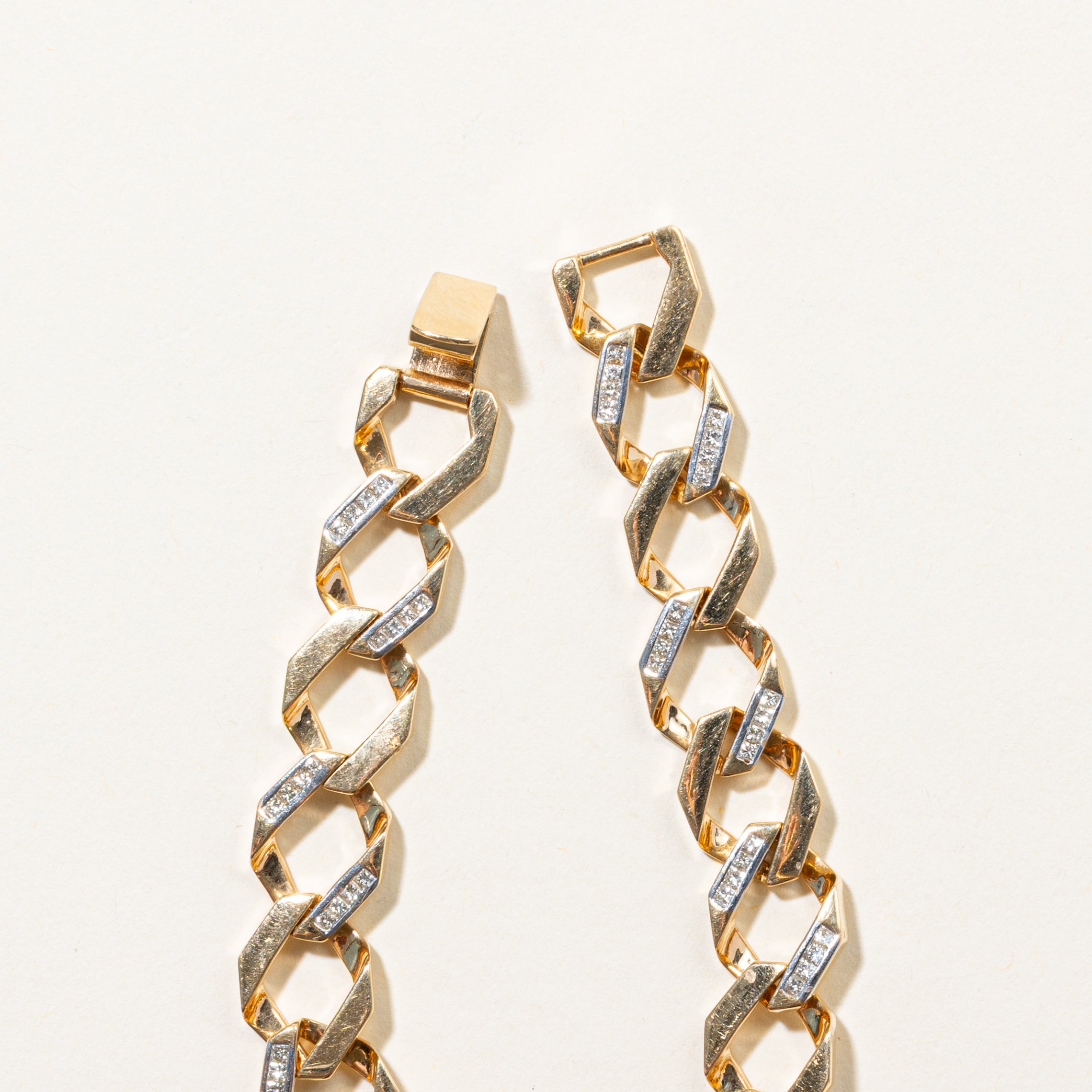 18k Princess Cut Diamond Curb Link Bracelet | 0.80ctw | 7"