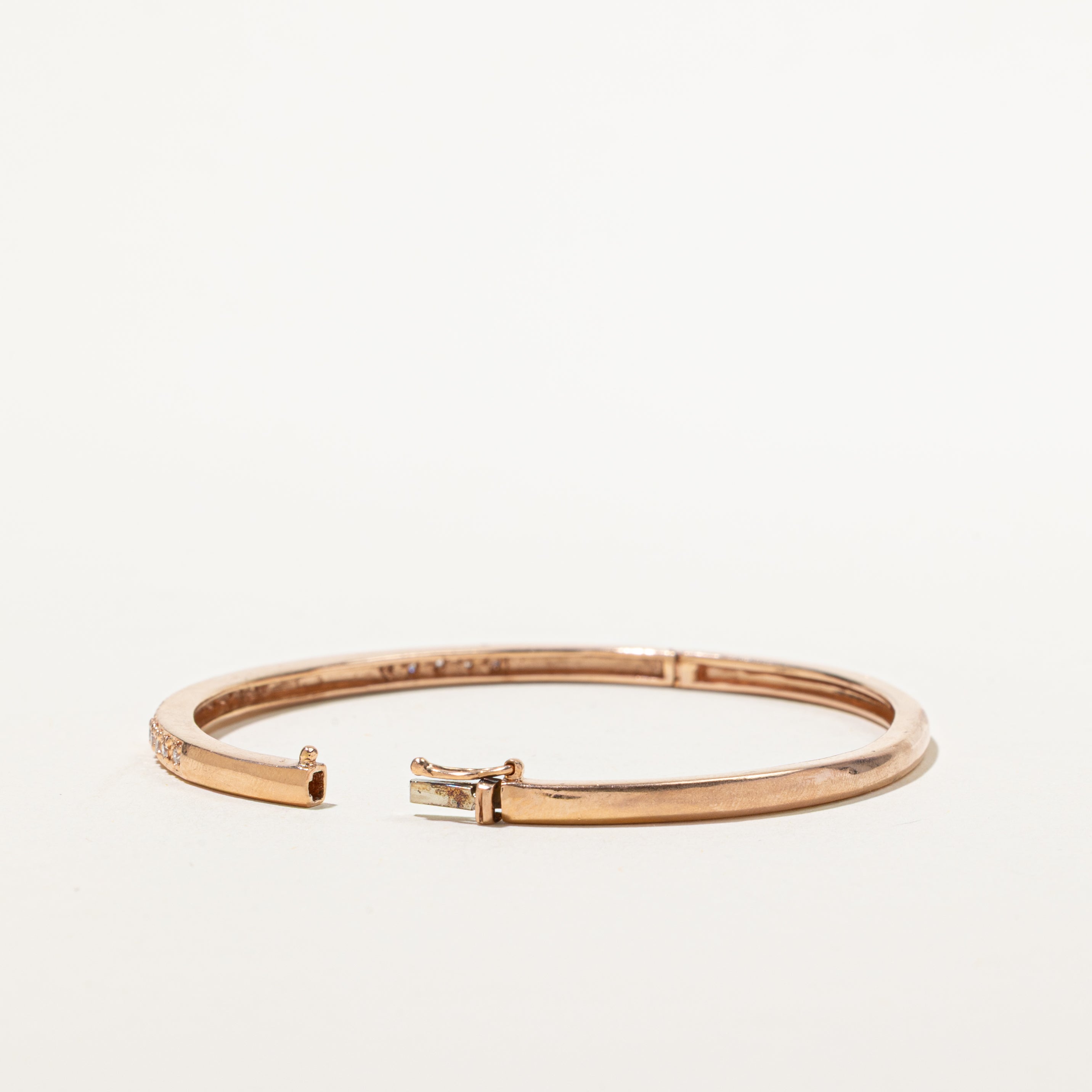 Rose Gold Diamond Engraved Bangle | 0.22ctw | 5.5"