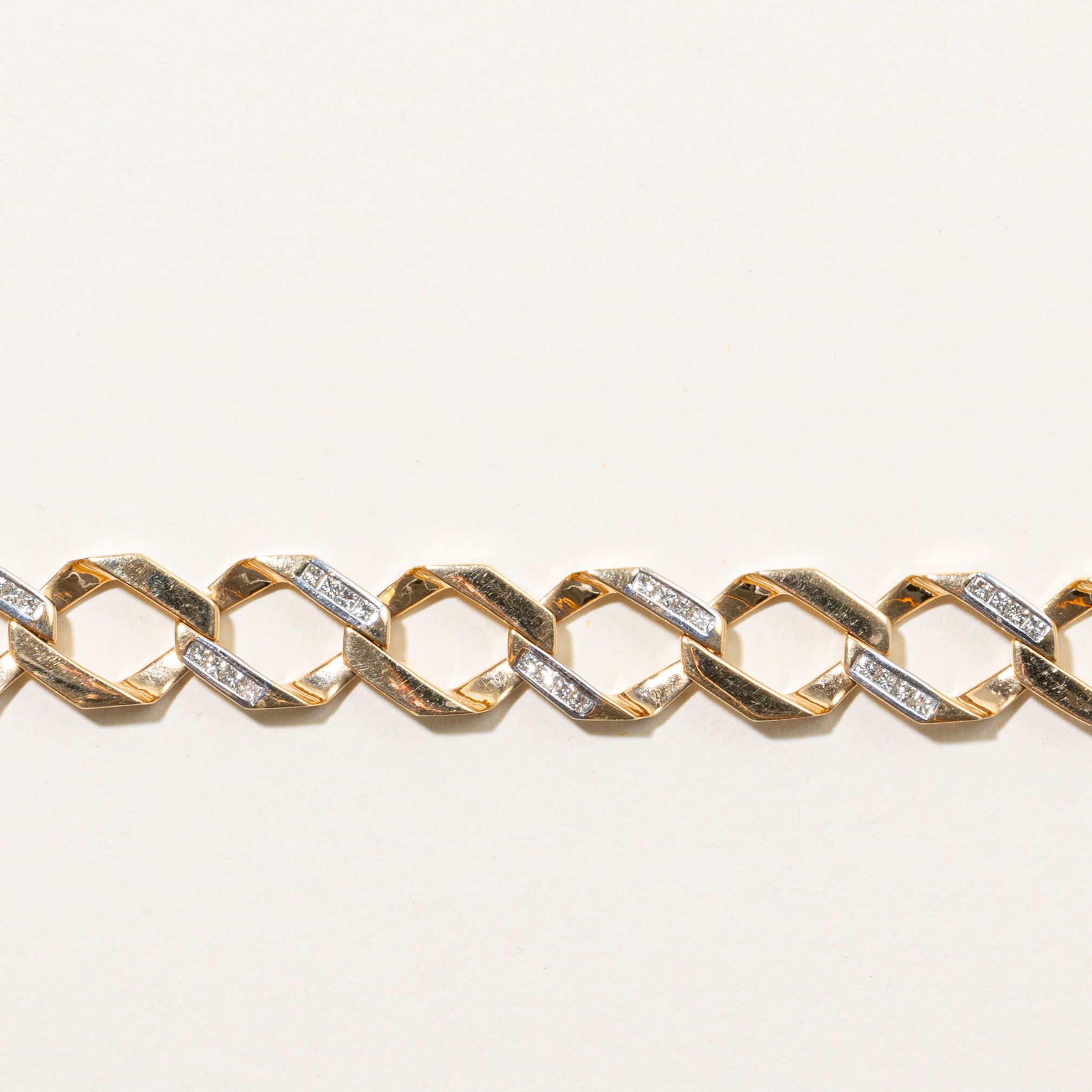 18k Princess Cut Diamond Curb Link Bracelet | 0.80ctw | 7"