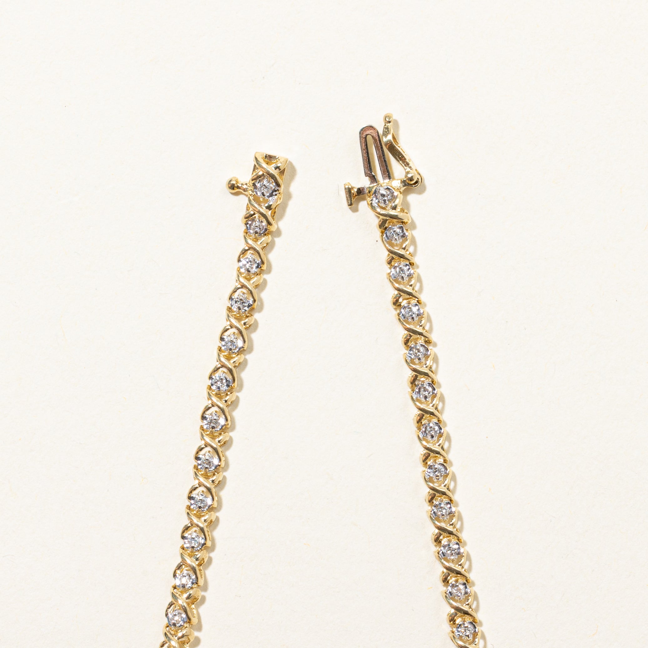 Yellow Gold Diamond Swirl Tennis Bracelet | 0.44ctw | 7"