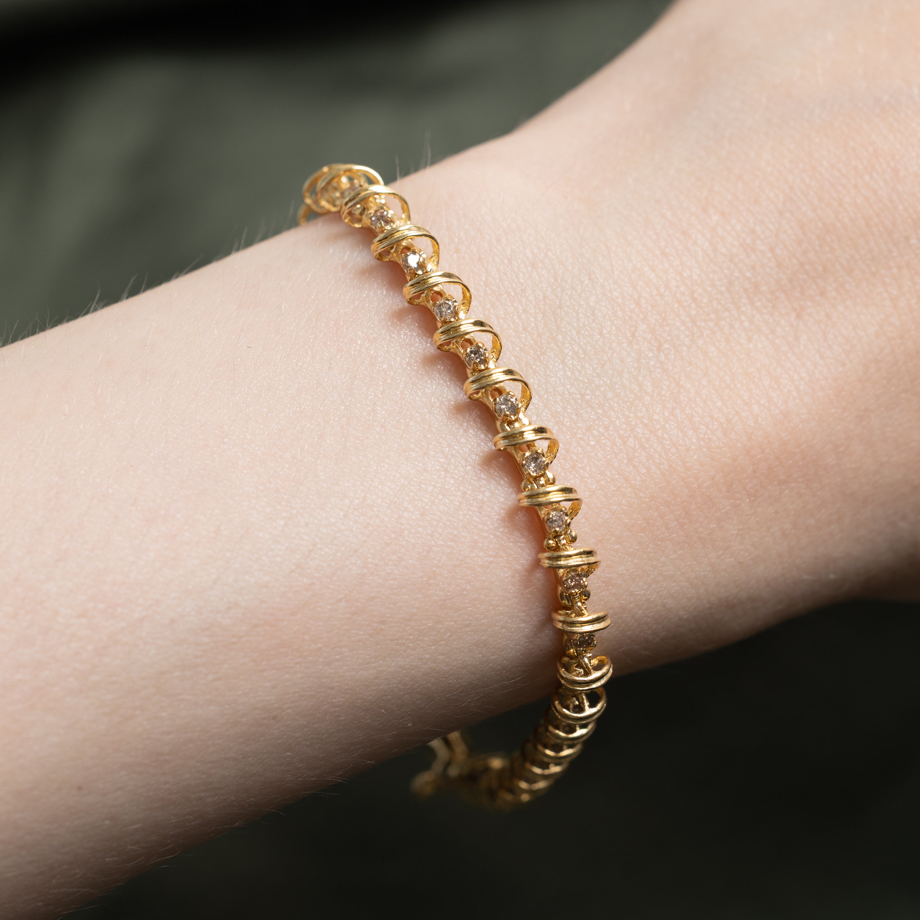 18k Brown Diamond Twisted Tennis Bracelet | 0.89ctw | 7"